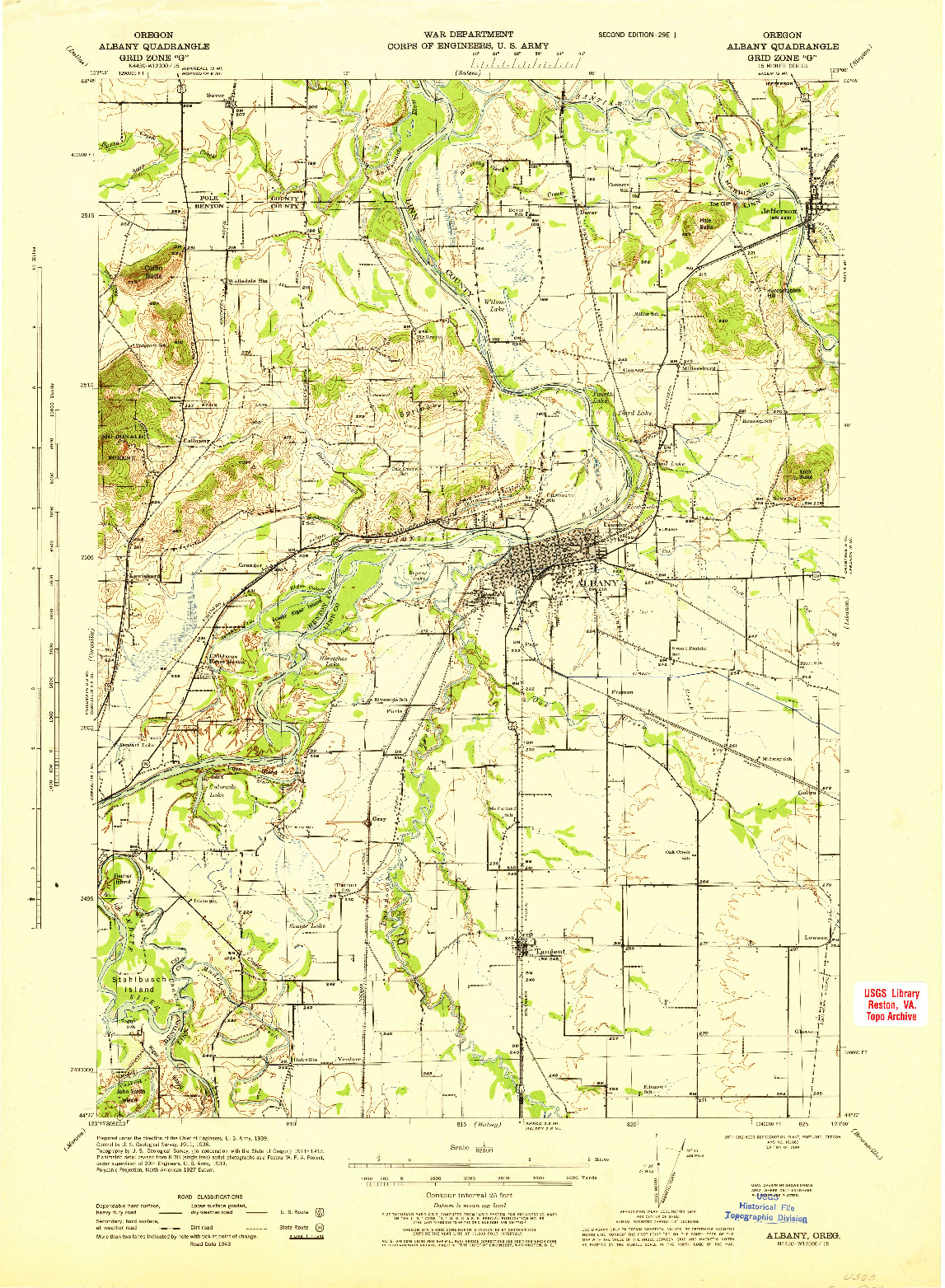 USGS 1:62500-SCALE QUADRANGLE FOR ALBANY, OR 1944
