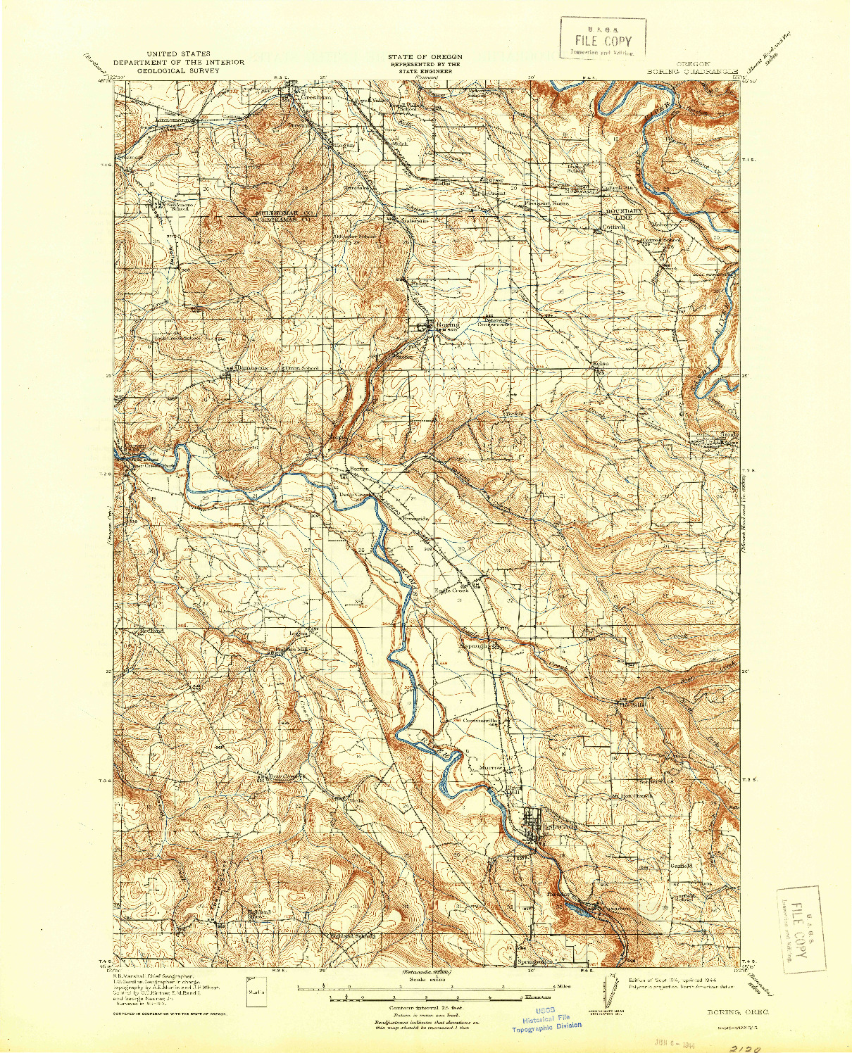 USGS 1:62500-SCALE QUADRANGLE FOR BORING, OR 1914