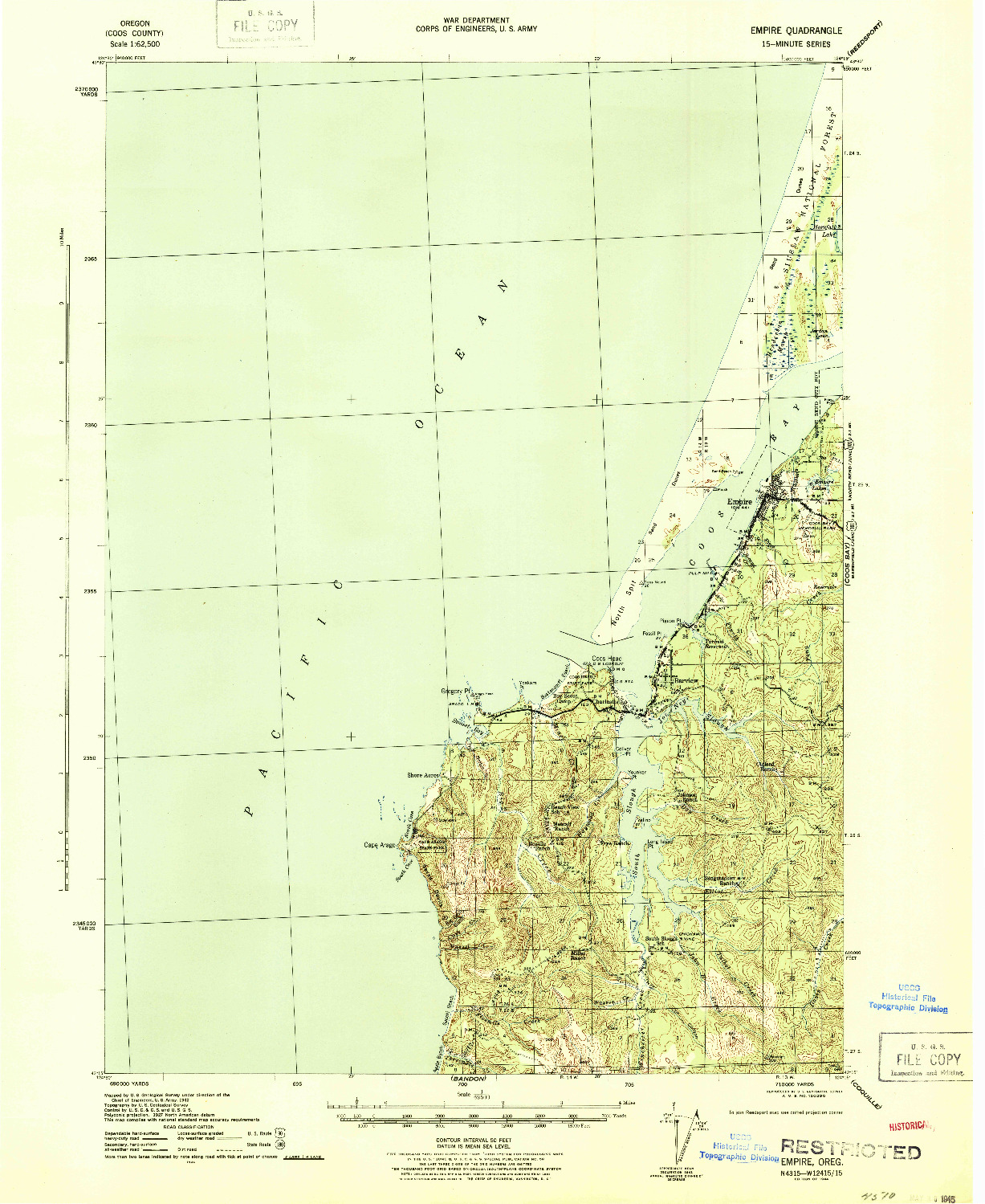 USGS 1:62500-SCALE QUADRANGLE FOR EMPIRE, OR 1944