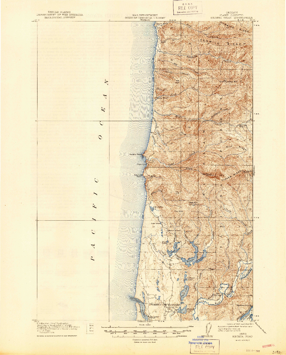 USGS 1:62500-SCALE QUADRANGLE FOR HECETA HEAD, OR 1920