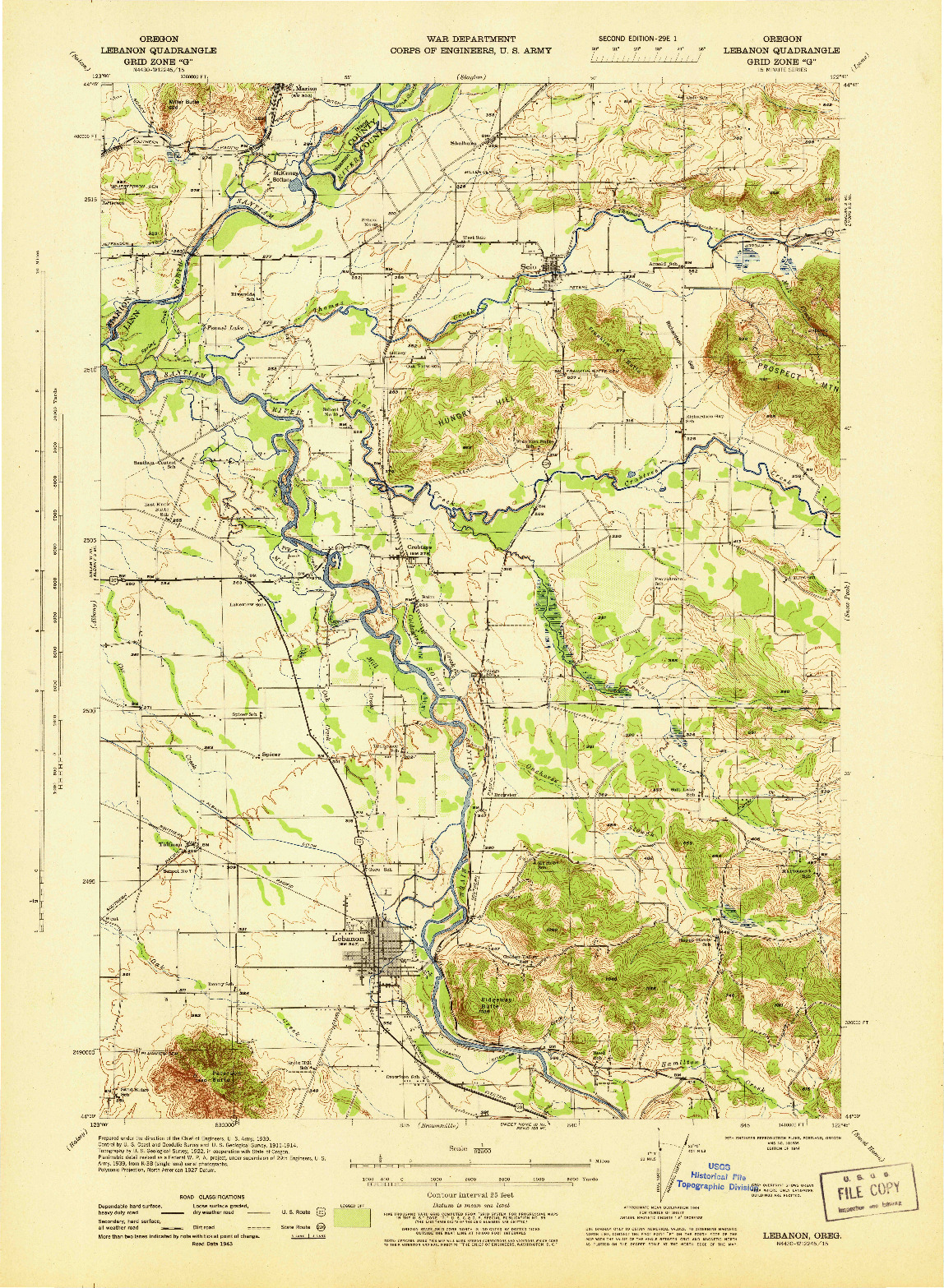 USGS 1:62500-SCALE QUADRANGLE FOR LEBANON, OR 1944