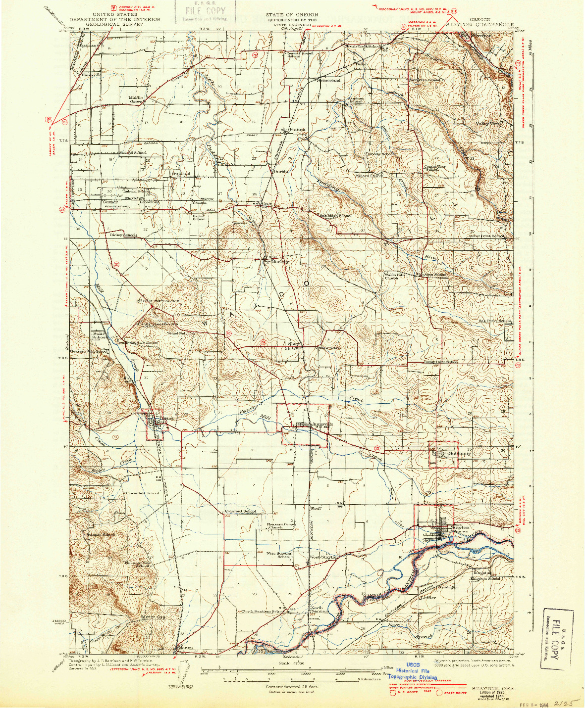 USGS 1:62500-SCALE QUADRANGLE FOR STAYTON, OR 1925
