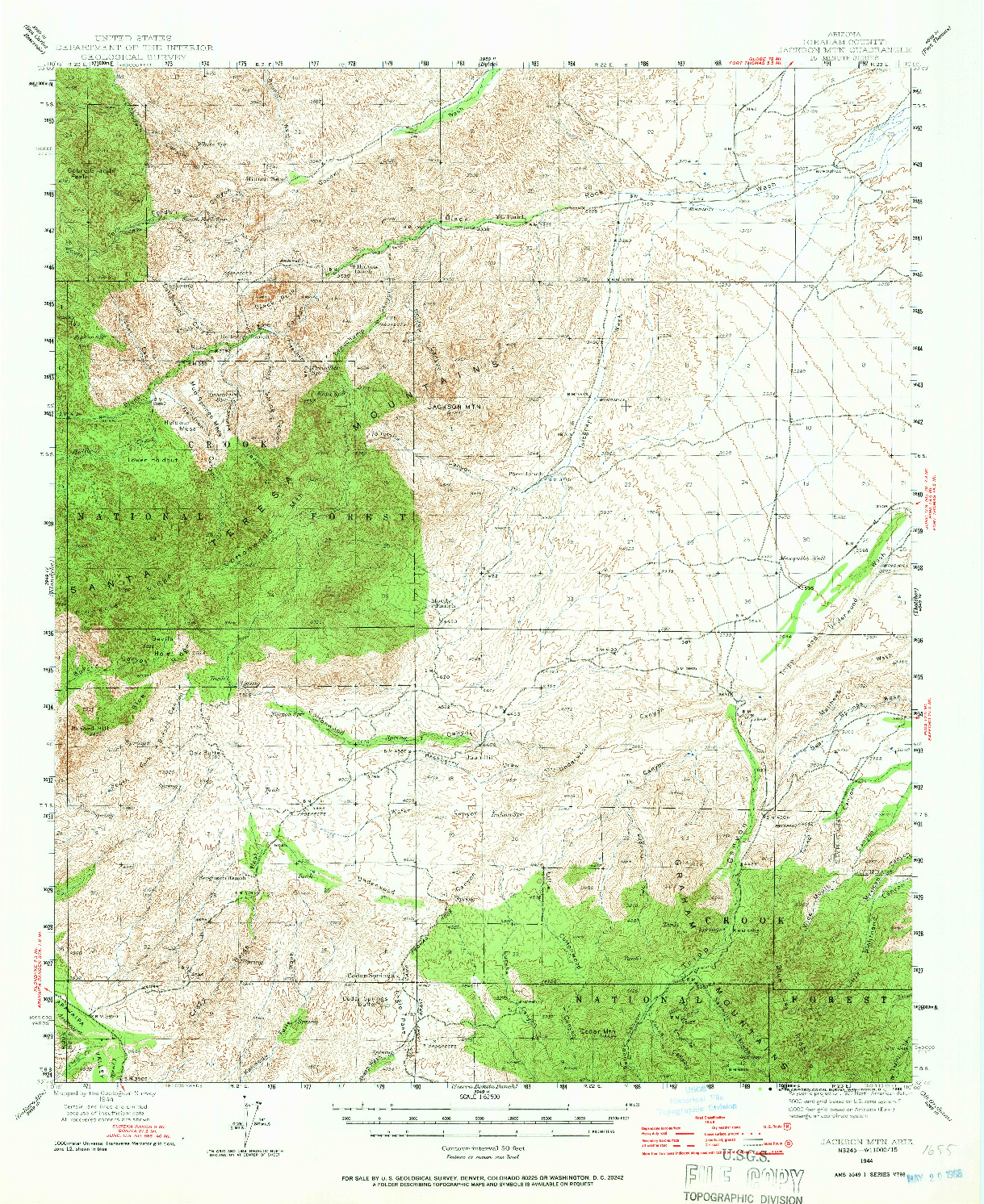 USGS 1:62500-SCALE QUADRANGLE FOR JACKSON MTN., AZ 1944