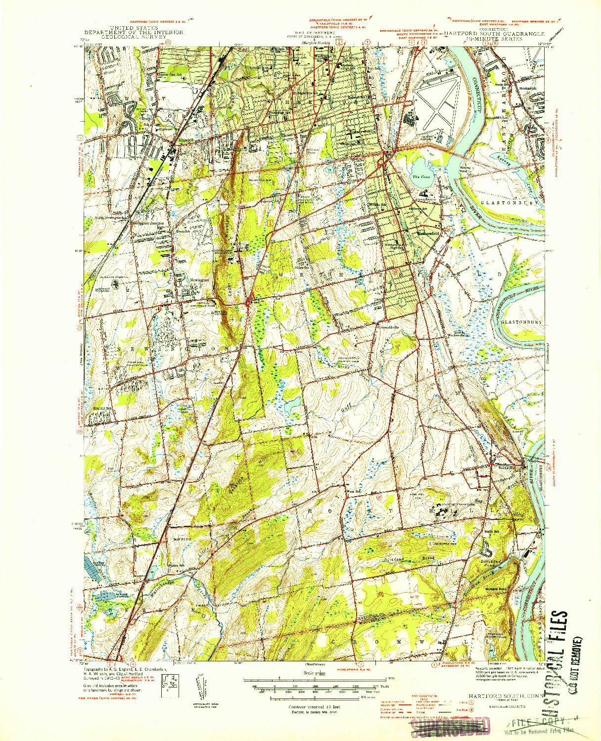 USGS 1:31680-SCALE QUADRANGLE FOR HARTFORD SOUTH, CT 1944