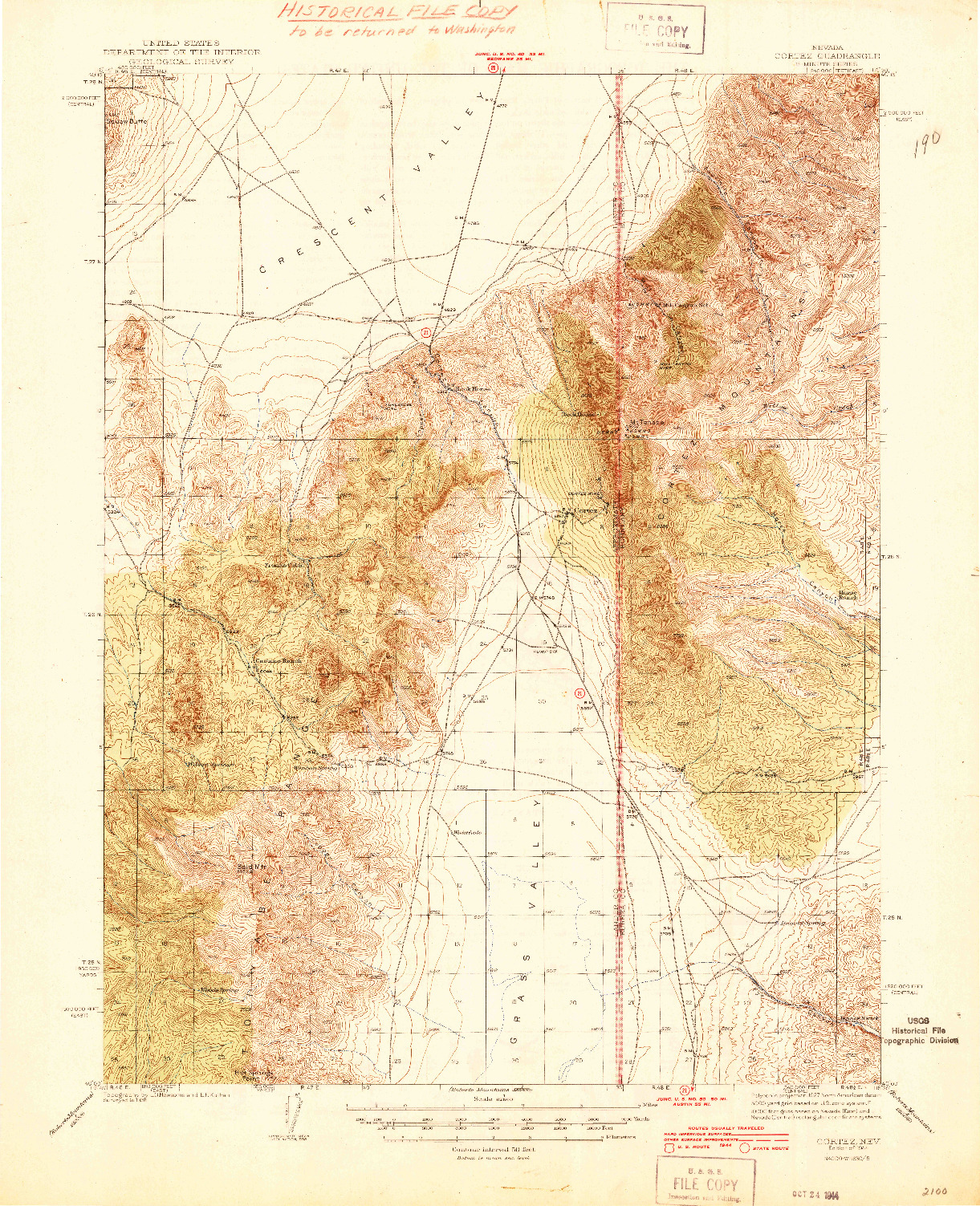 USGS 1:62500-SCALE QUADRANGLE FOR CORTEZ, NV 1944
