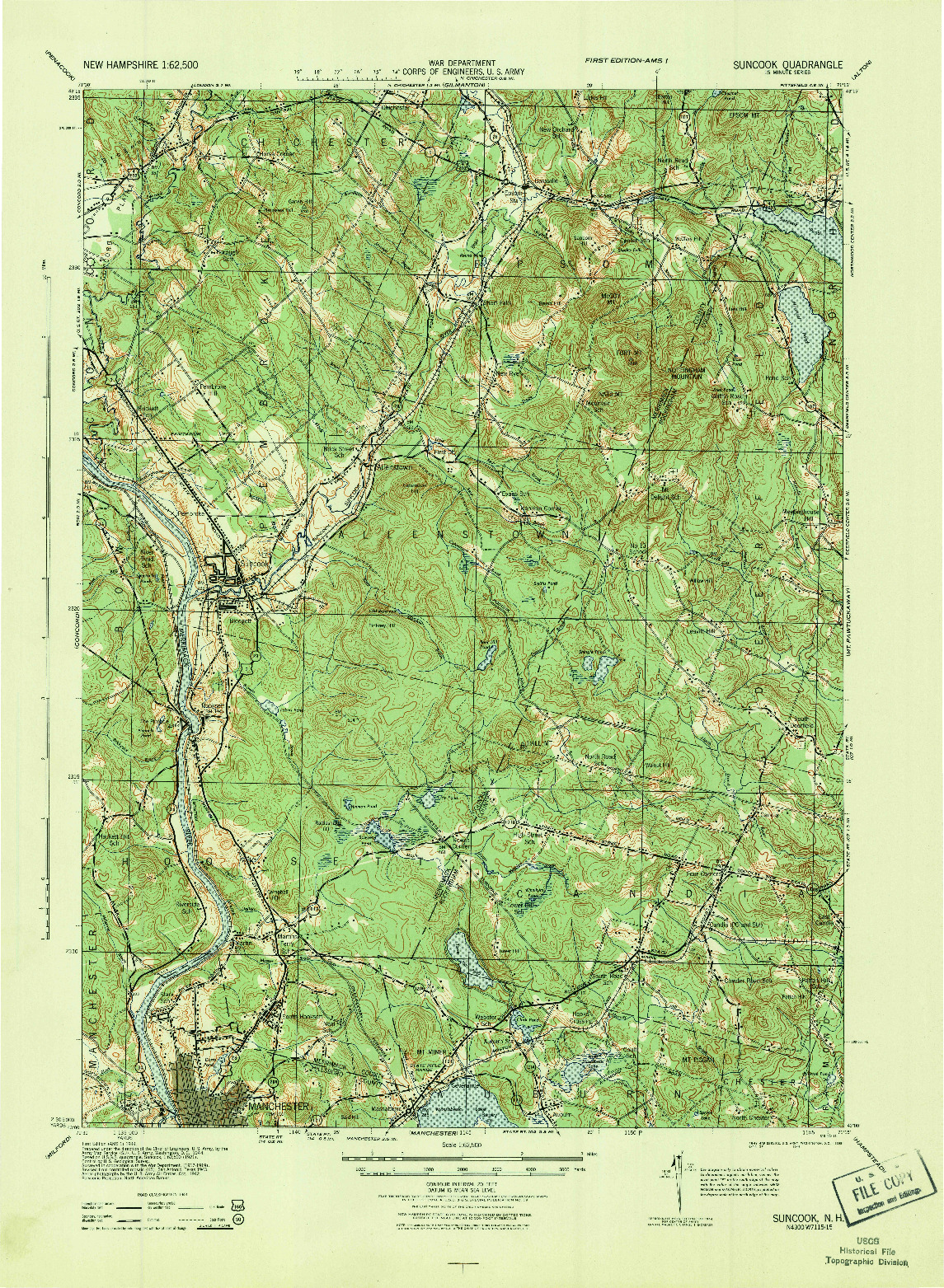 USGS 1:62500-SCALE QUADRANGLE FOR SUNCOOK, NH 1944