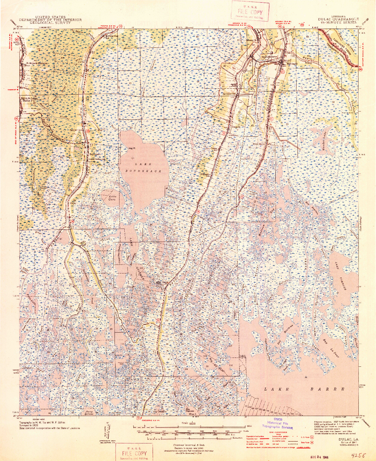 USGS 1:62500-SCALE QUADRANGLE FOR DULAC, LA 1944