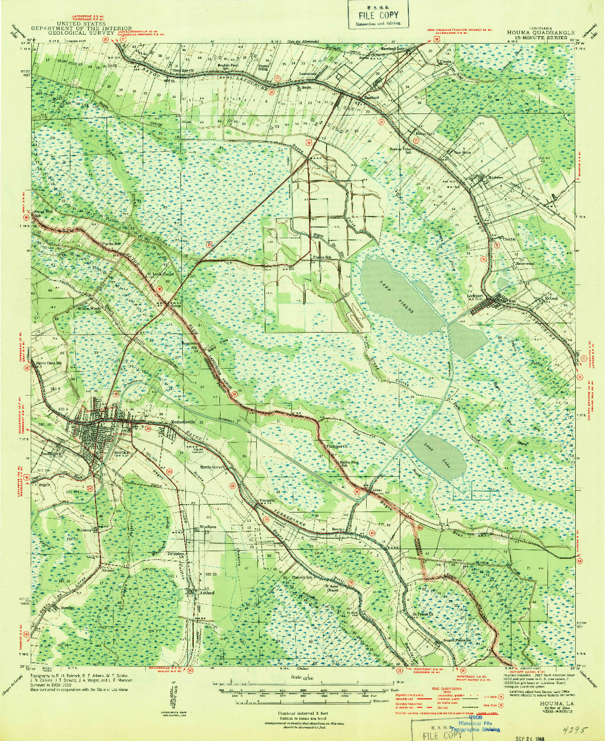 USGS 1:62500-SCALE QUADRANGLE FOR HOUMA, LA 1944