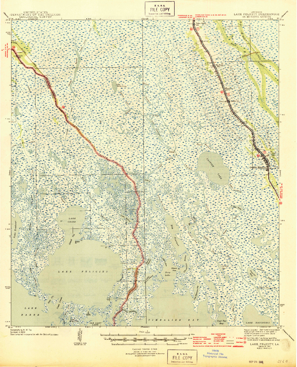 USGS 1:62500-SCALE QUADRANGLE FOR LAKE FELICITY, LA 1944