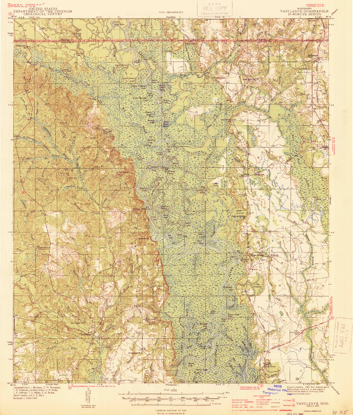 USGS 1:62500-SCALE QUADRANGLE FOR VANCLEAVE, MS 1944