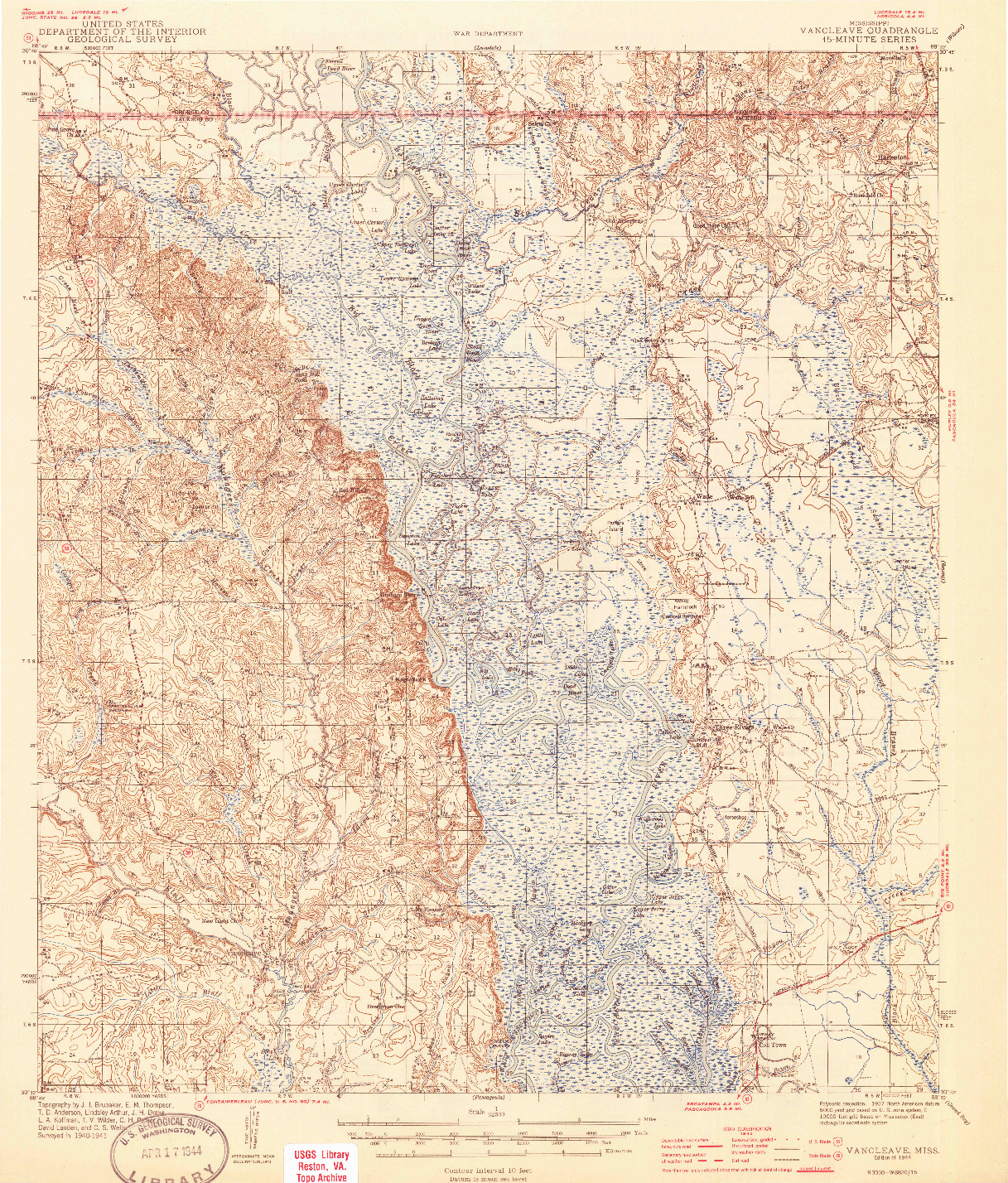 USGS 1:62500-SCALE QUADRANGLE FOR VANCLEAVE, MS 1944