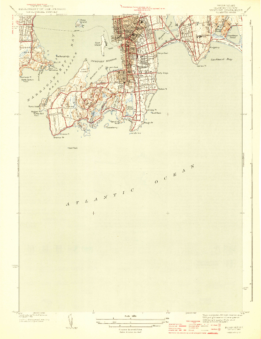 USGS 1:31680-SCALE QUADRANGLE FOR NEWPORT, RI 1944