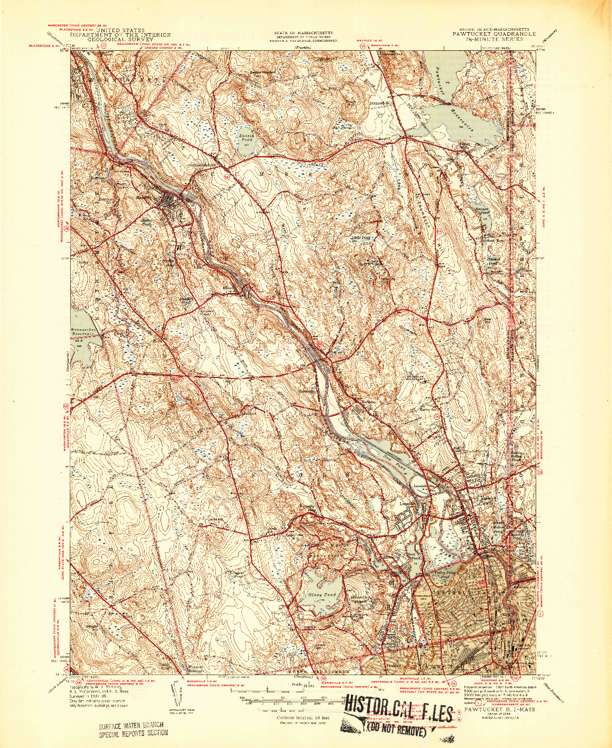 USGS 1:31680-SCALE QUADRANGLE FOR PAWTUCKET, RI 1944