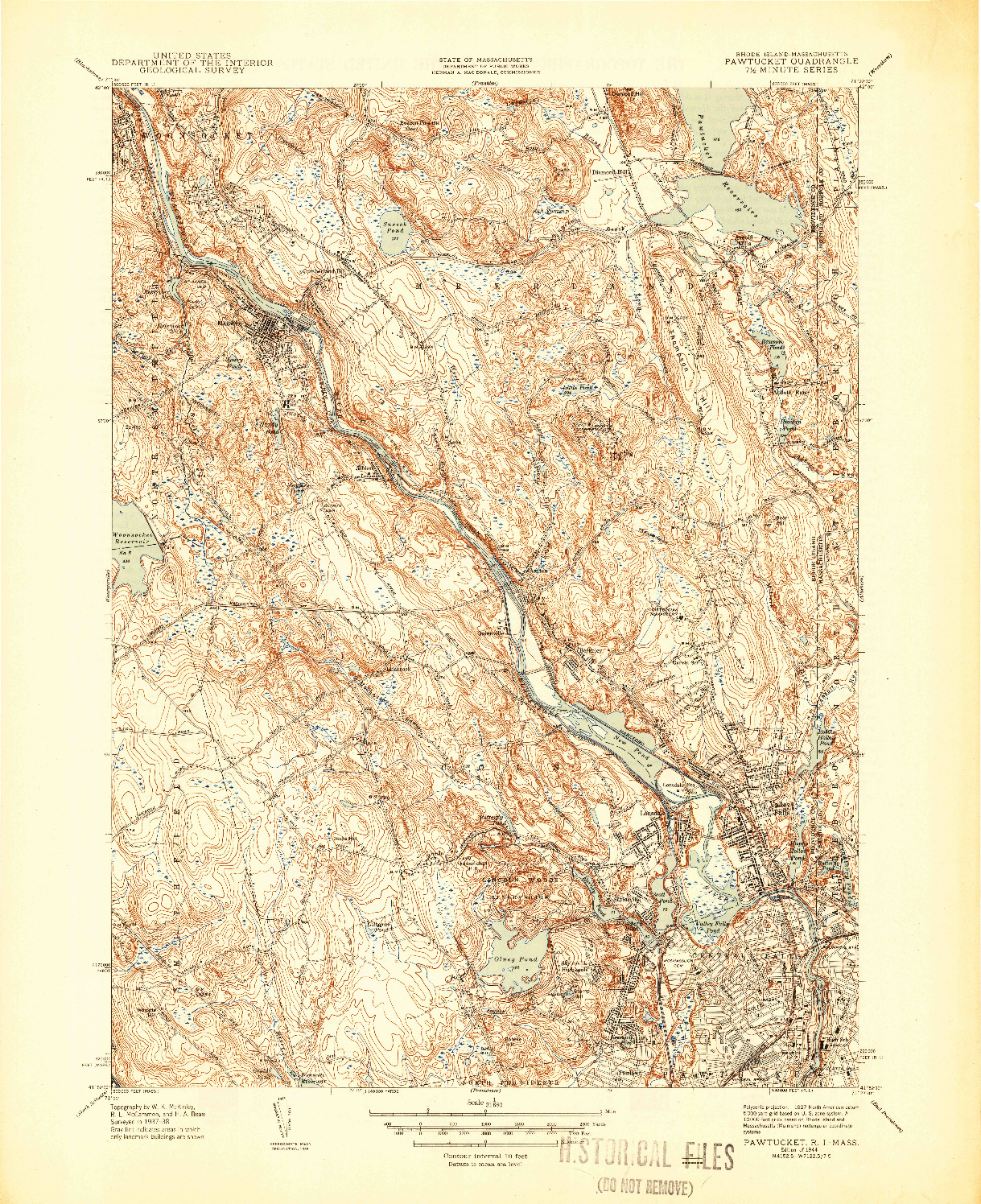 USGS 1:31680-SCALE QUADRANGLE FOR PAWTUCKET, RI 1944