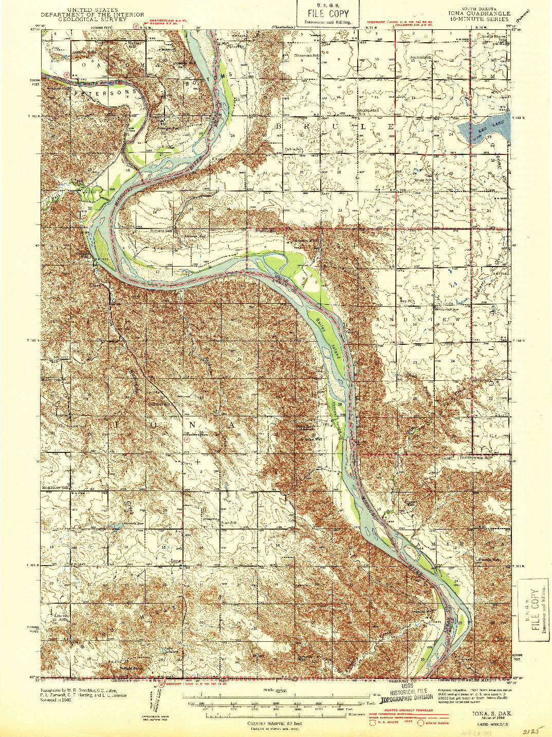 USGS 1:62500-SCALE QUADRANGLE FOR IONA, SD 1944