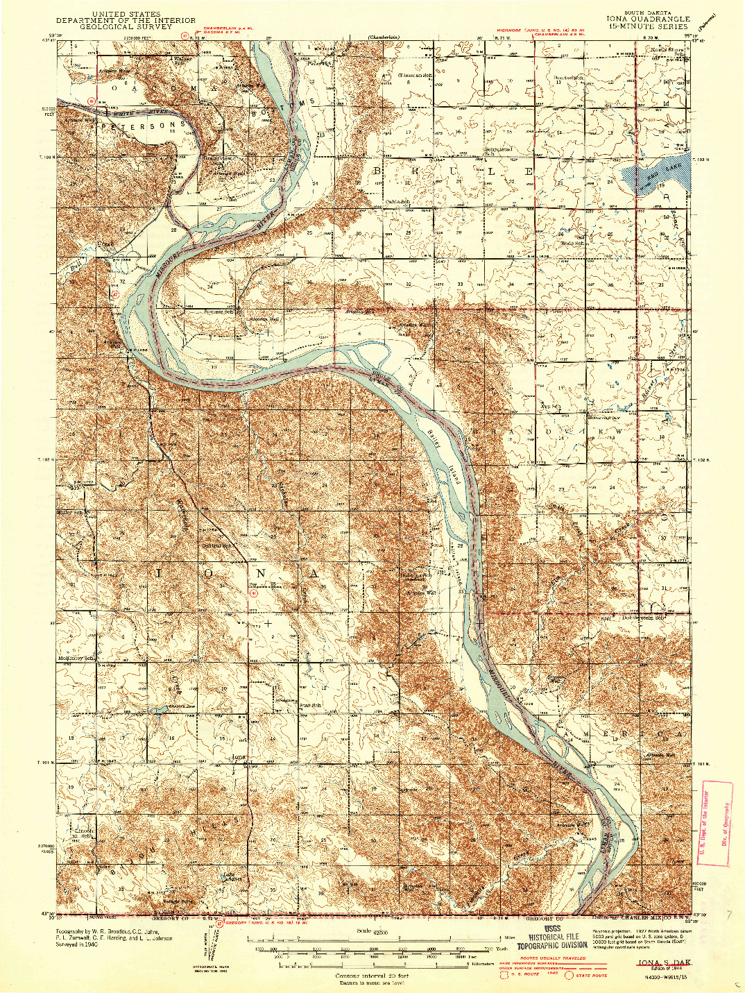USGS 1:62500-SCALE QUADRANGLE FOR IONA, SD 1944