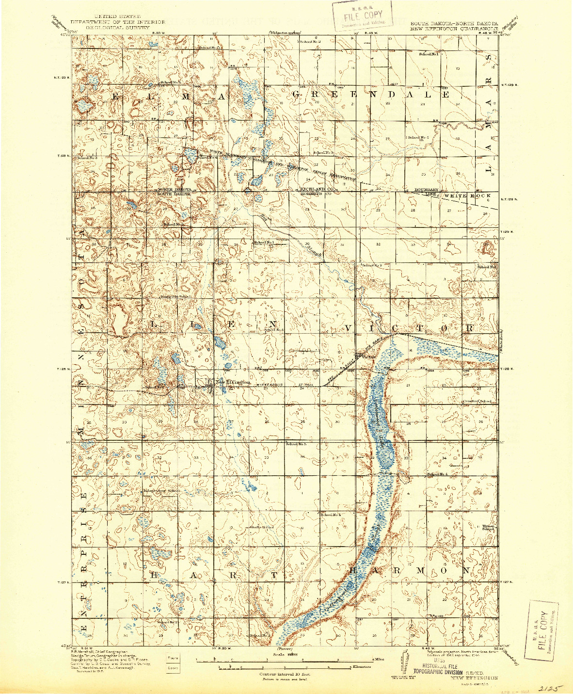 USGS 1:62500-SCALE QUADRANGLE FOR NEW EFFINGTON, SD 1917