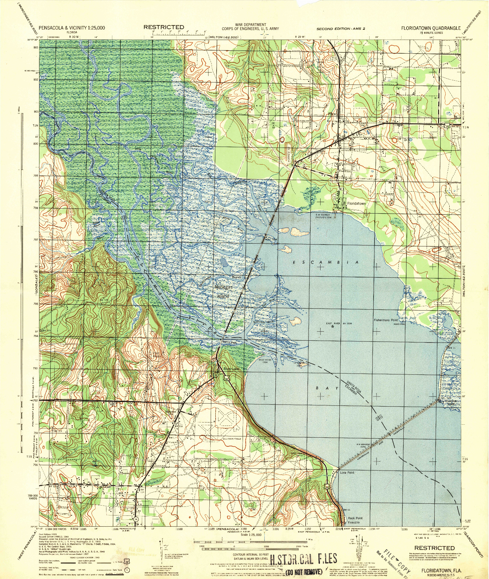 USGS 1:25000-SCALE QUADRANGLE FOR FLORIDATOWN, FL 1944