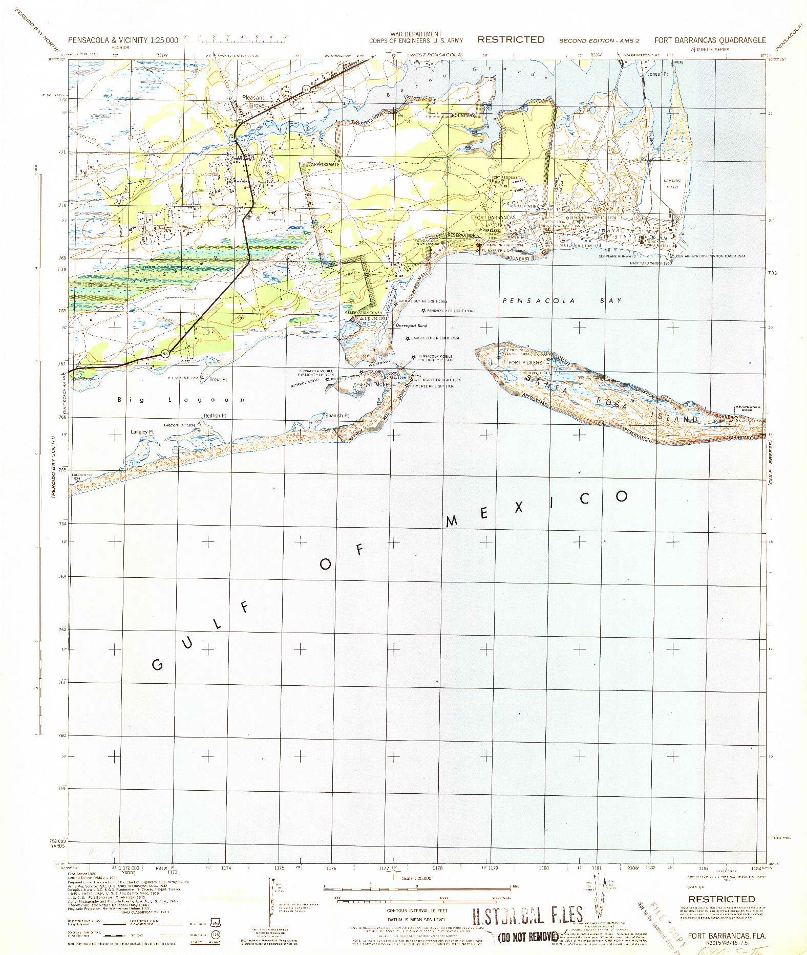 USGS 1:25000-SCALE QUADRANGLE FOR FORT BARRANCAS, FL 1944