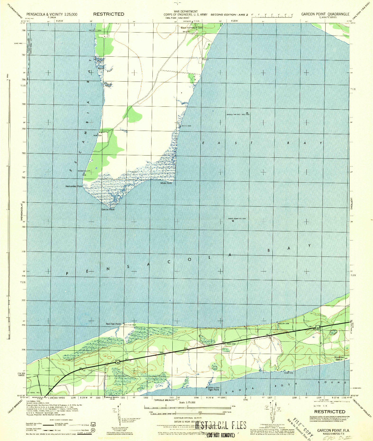 USGS 1:25000-SCALE QUADRANGLE FOR GARCON POINT, FL 1944