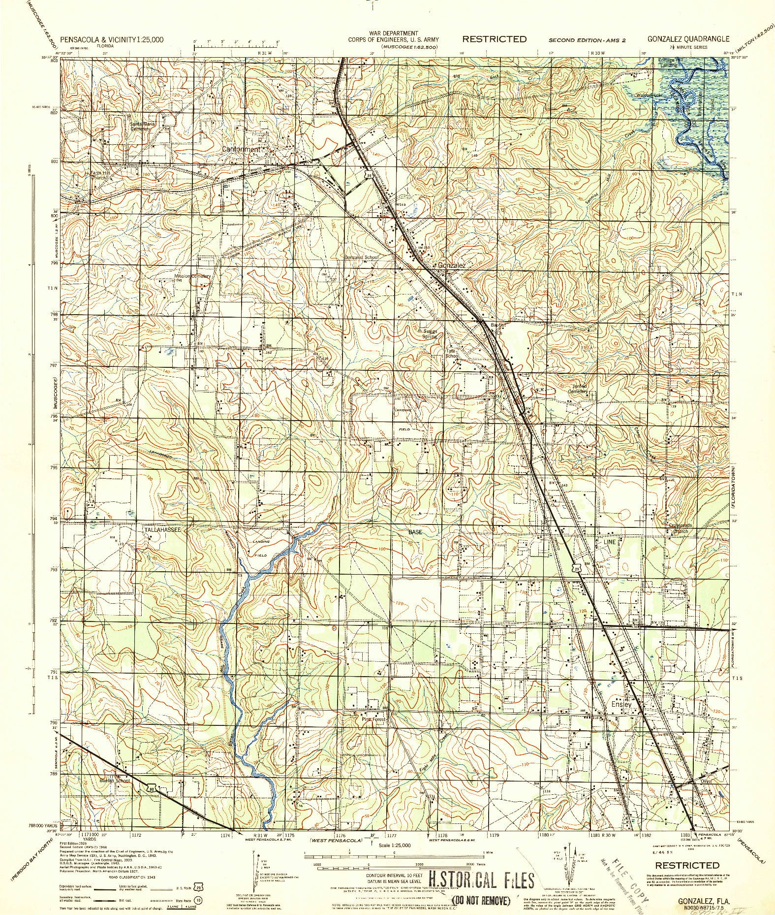 USGS 1:25000-SCALE QUADRANGLE FOR GONZALEZ, FL 1944