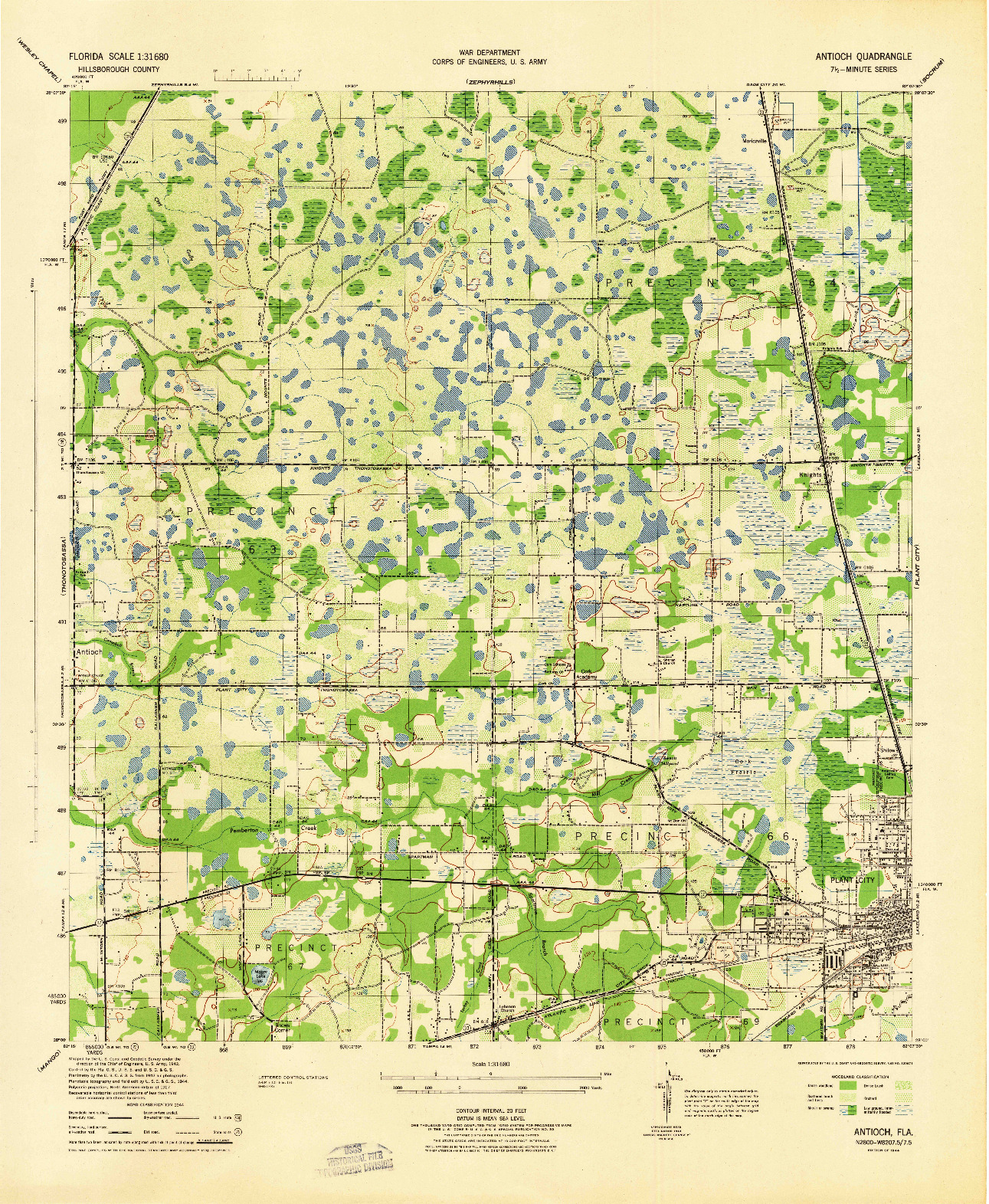 USGS 1:31680-SCALE QUADRANGLE FOR ANTIOCH, FL 1944