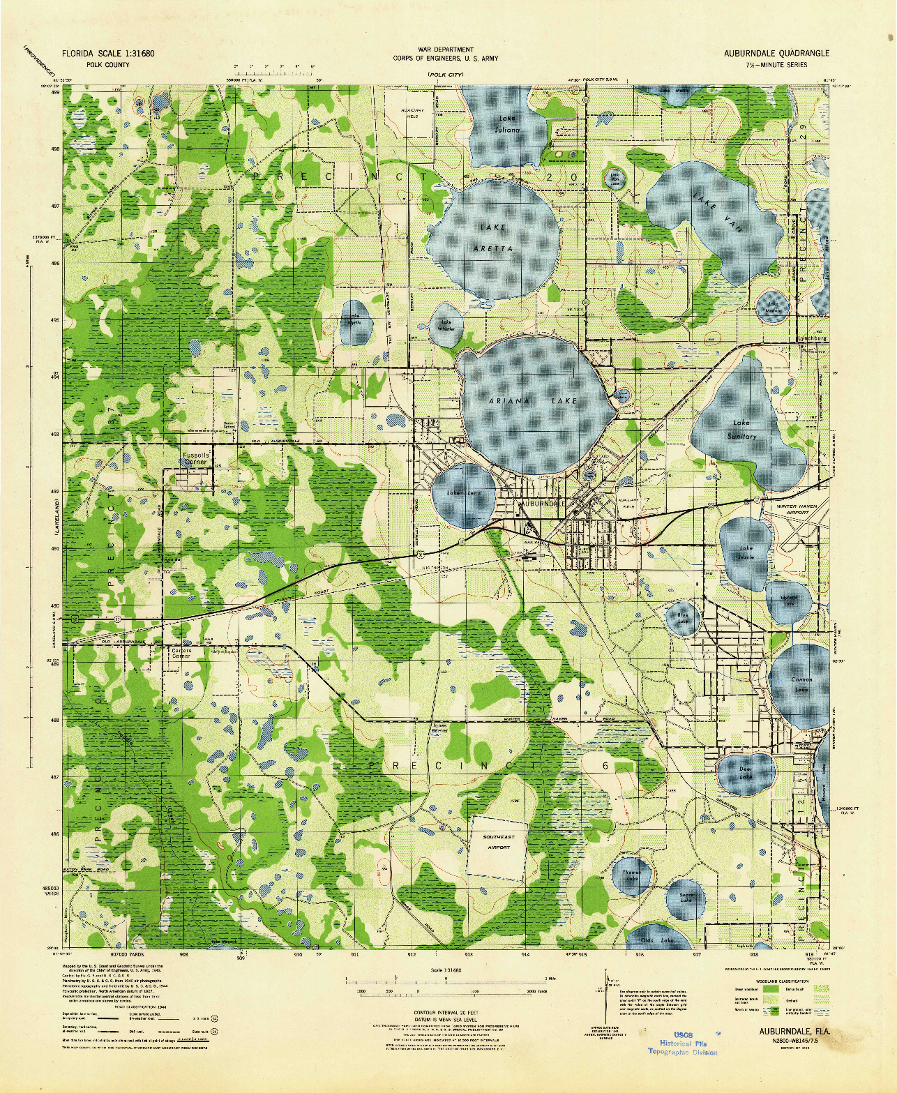 USGS 1:31680-SCALE QUADRANGLE FOR AUBURNDALE, FL 1944