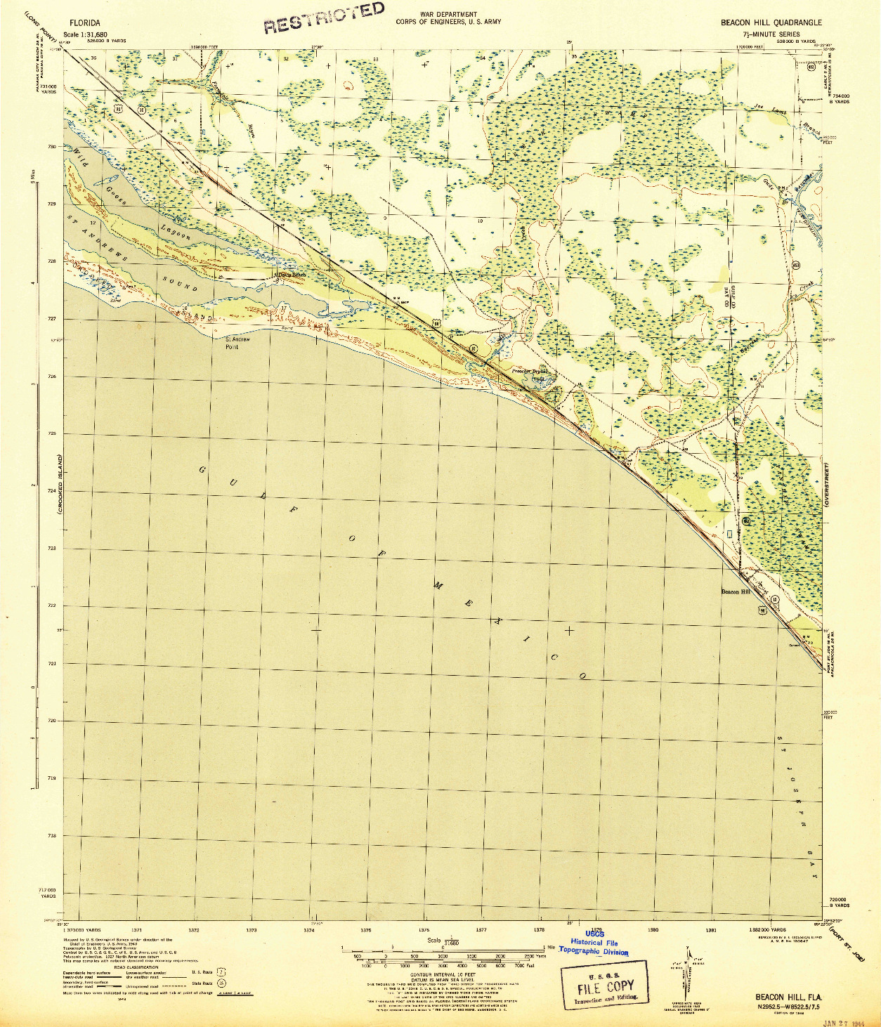 USGS 1:31680-SCALE QUADRANGLE FOR BEACON HILL, FL 1944