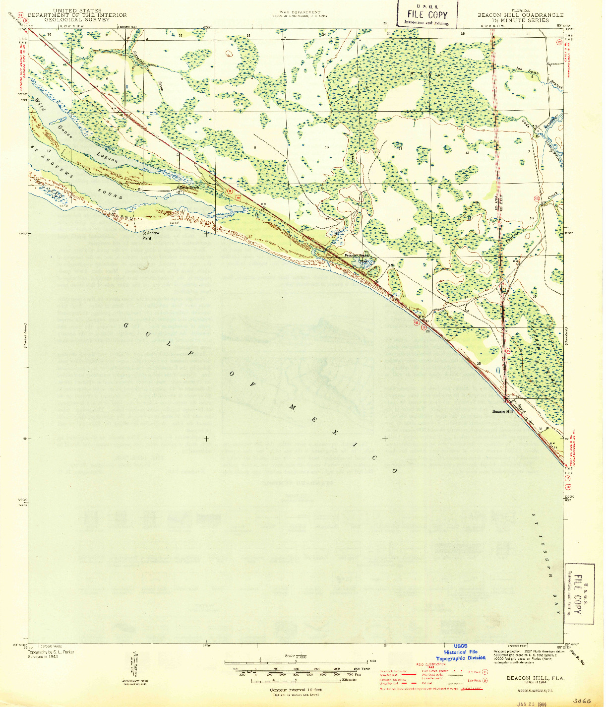 USGS 1:31680-SCALE QUADRANGLE FOR BEACON HILL, FL 1944