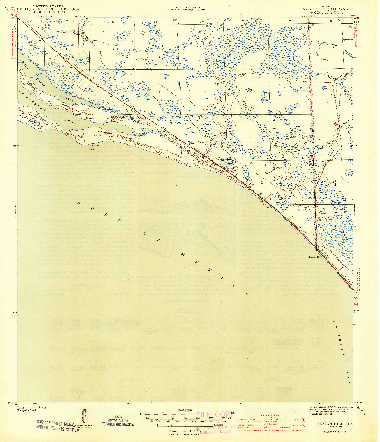 USGS 1:31680-SCALE QUADRANGLE FOR BEACON HILL, FL 1944
