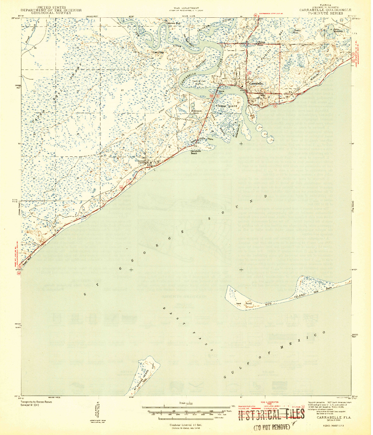 USGS 1:31680-SCALE QUADRANGLE FOR CARRABELLE, FL 1944