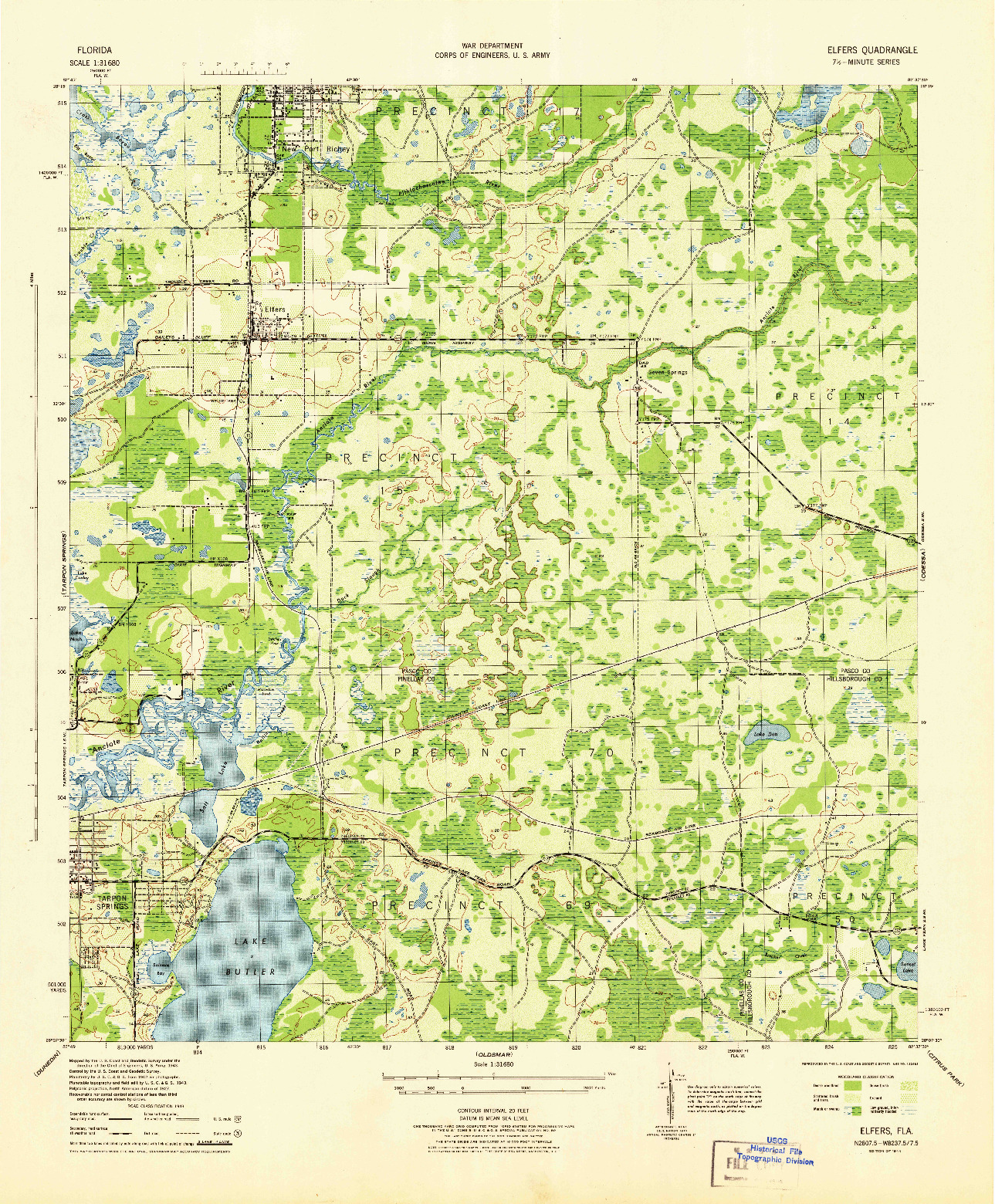 USGS 1:31680-SCALE QUADRANGLE FOR ELFERS, FL 1944