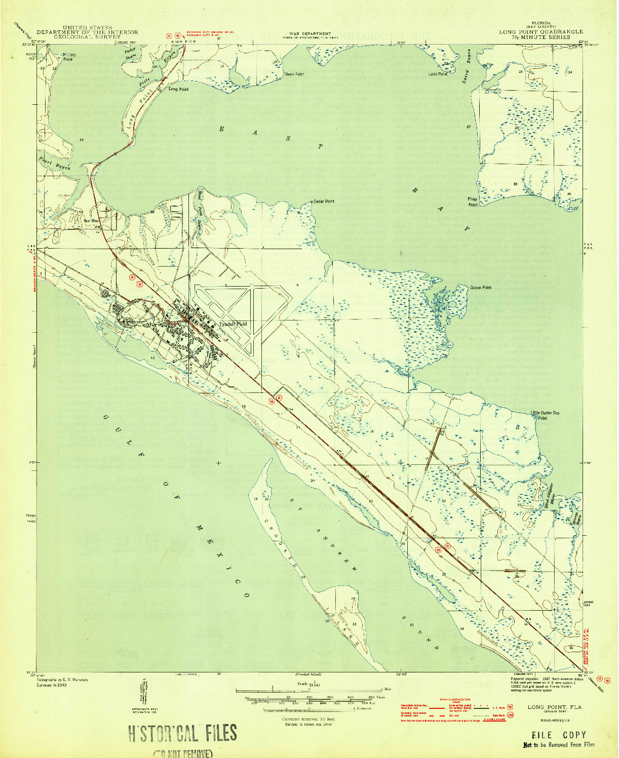 USGS 1:31680-SCALE QUADRANGLE FOR LONG POINT, FL 1944