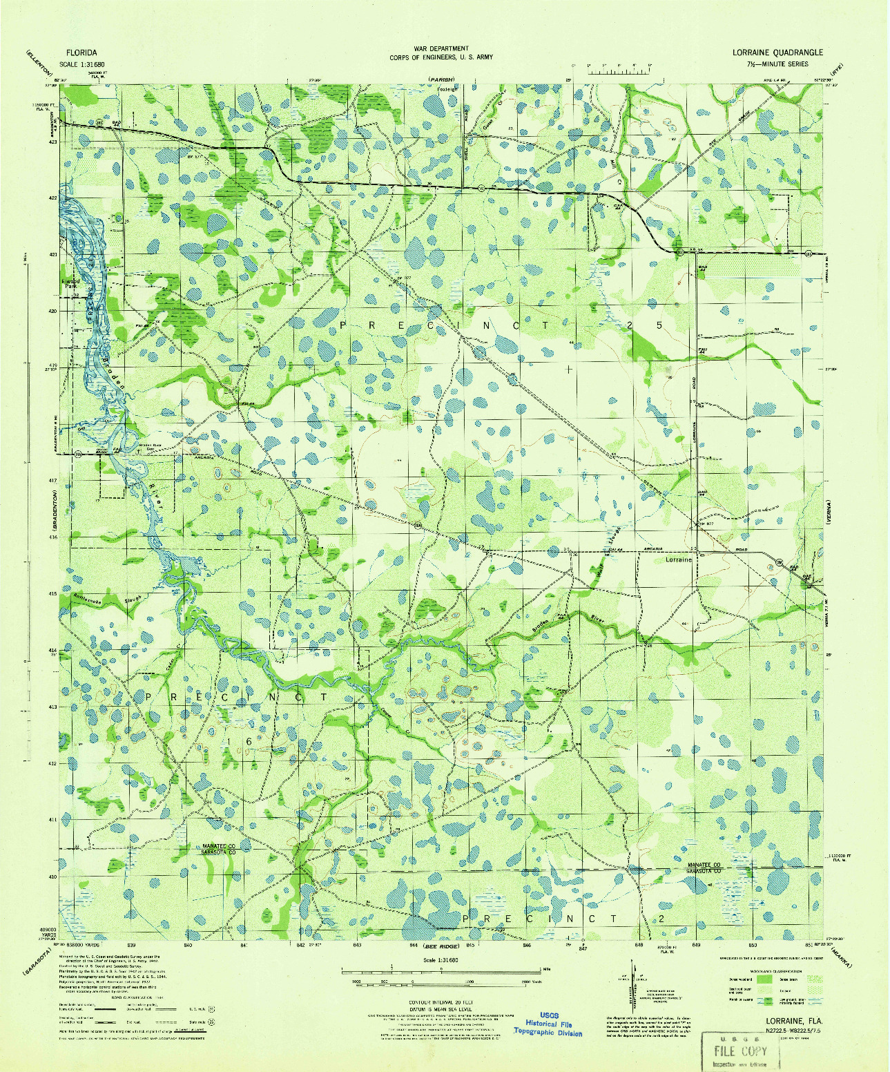 USGS 1:31680-SCALE QUADRANGLE FOR LORRAINE, FL 1944