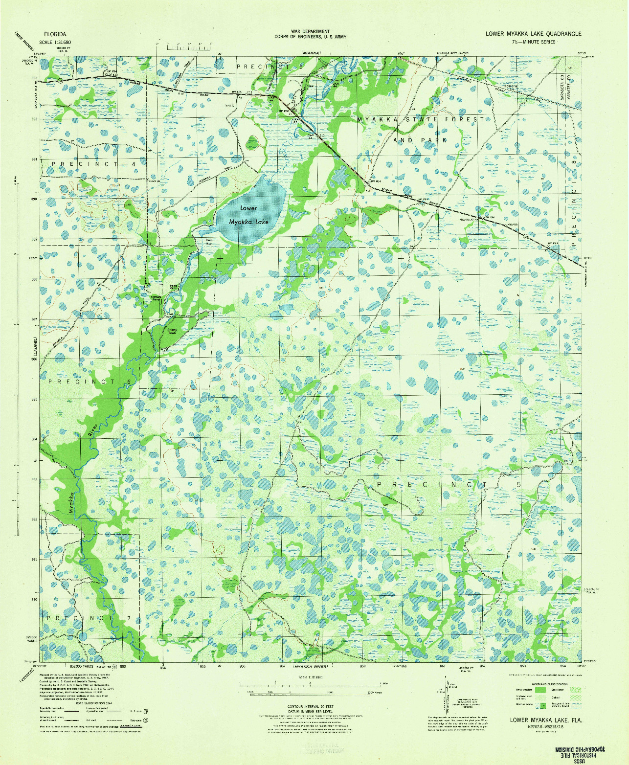 USGS 1:31680-SCALE QUADRANGLE FOR LOWER MYAKKA LAKE, FL 1944