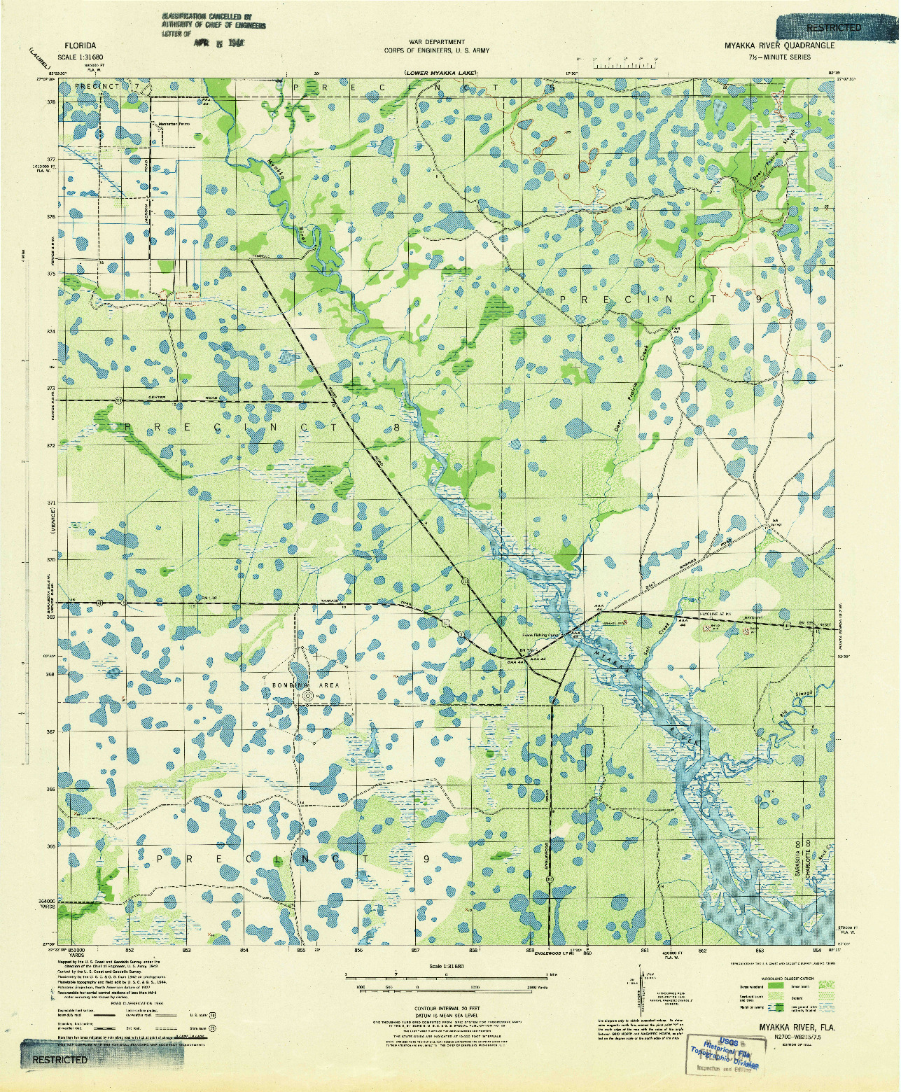 USGS 1:31680-SCALE QUADRANGLE FOR MYAKKA RIVER, FL 1944