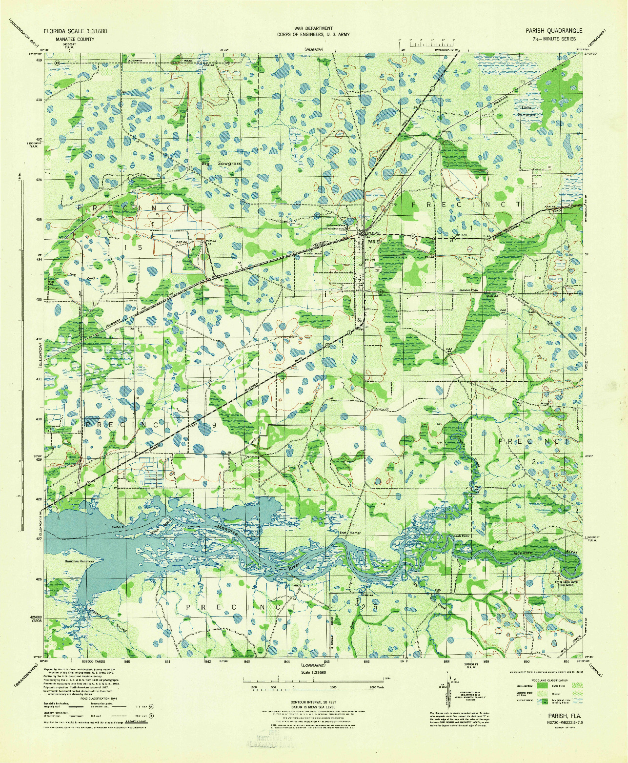 USGS 1:31680-SCALE QUADRANGLE FOR PARISH, FL 1944