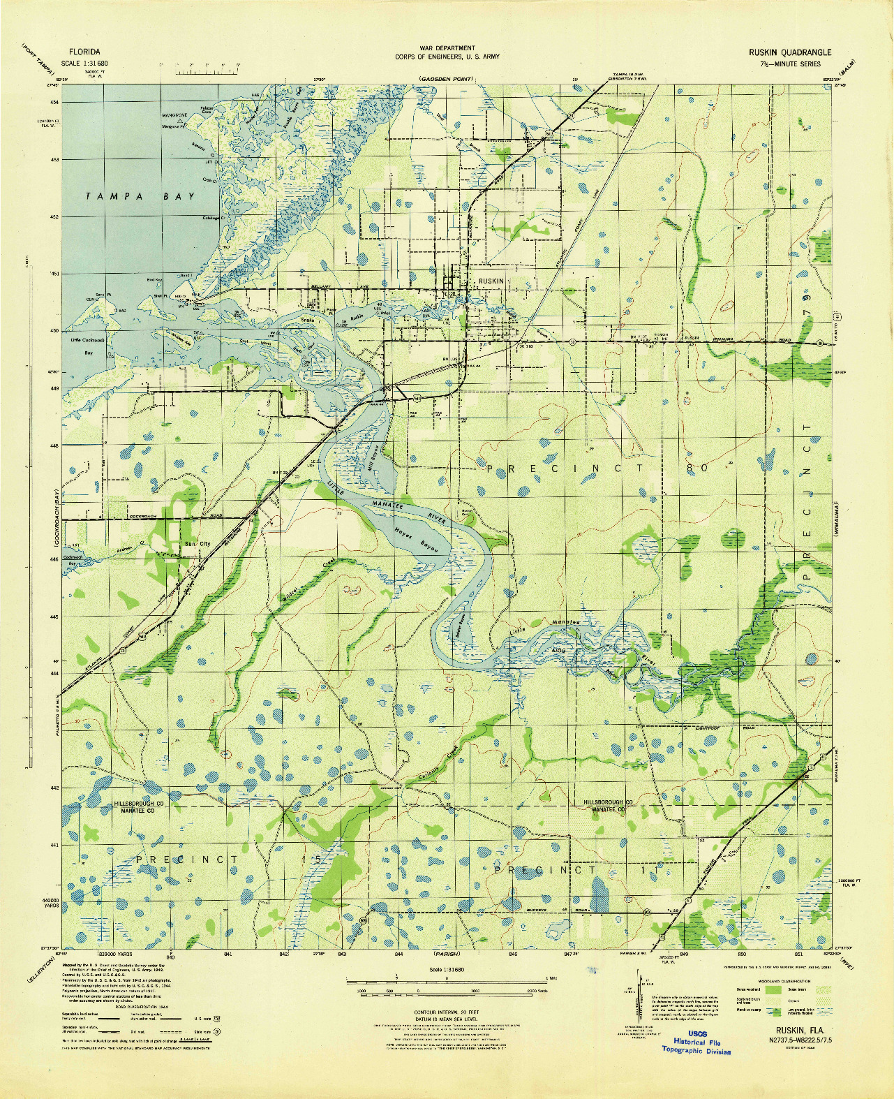 USGS 1:31680-SCALE QUADRANGLE FOR RUSKIN, FL 1944