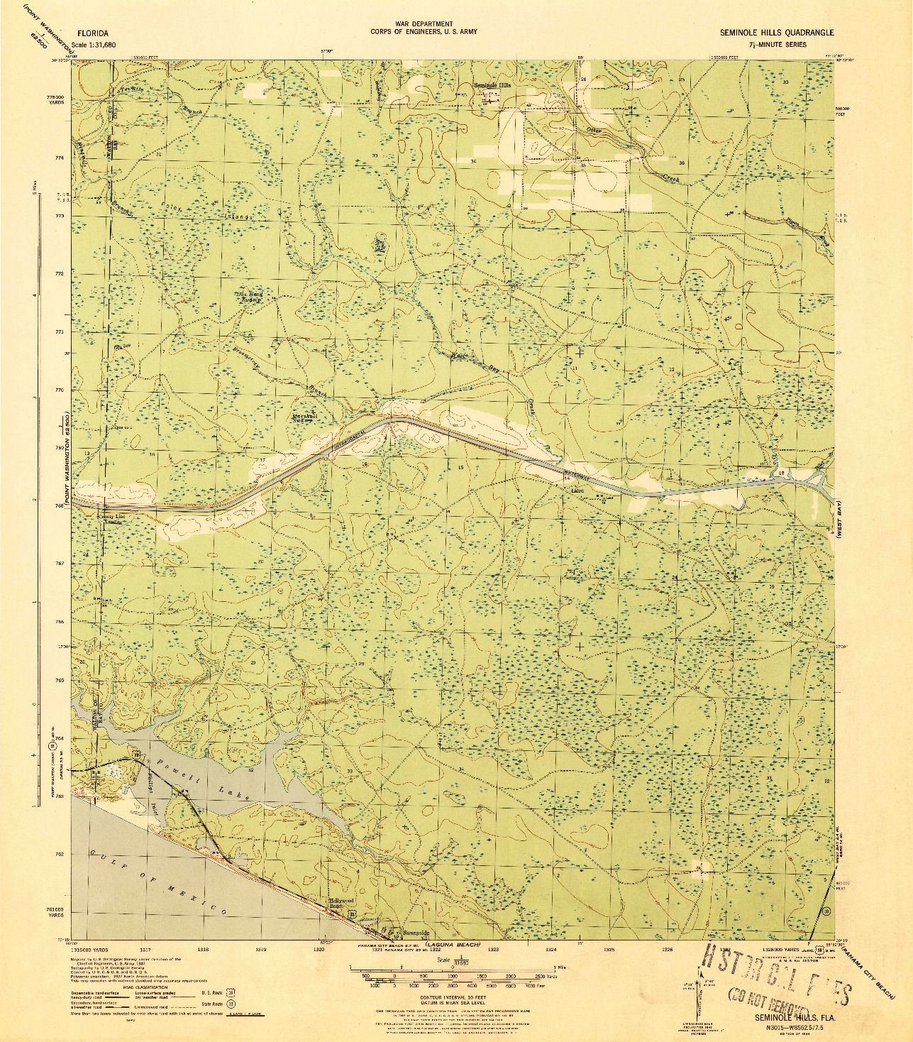 USGS 1:31680-SCALE QUADRANGLE FOR SEMINOLE HILLS, FL 1944