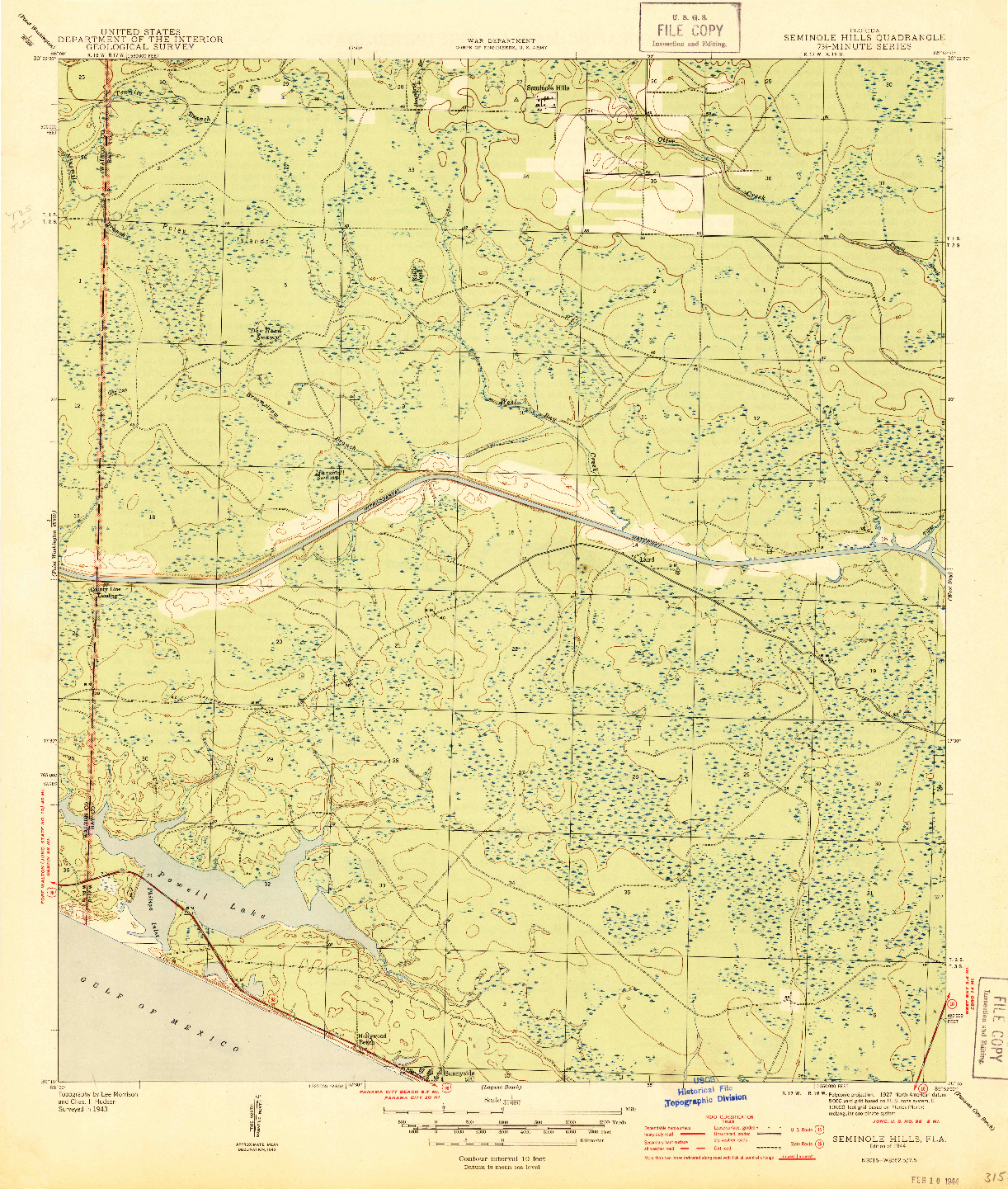 USGS 1:31680-SCALE QUADRANGLE FOR SEMINOLE HILLS, FL 1944