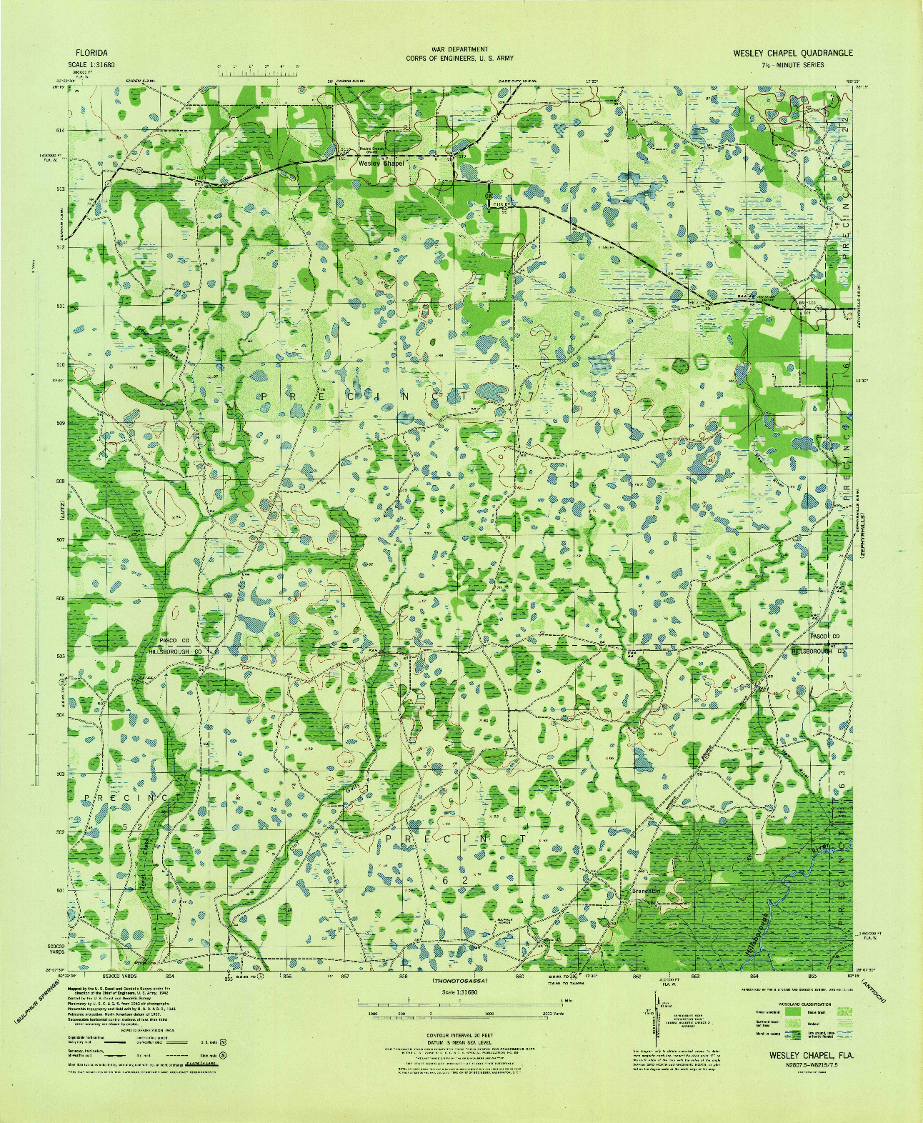 USGS 1:31680-SCALE QUADRANGLE FOR WESLEY CHAPEL, FL 1944