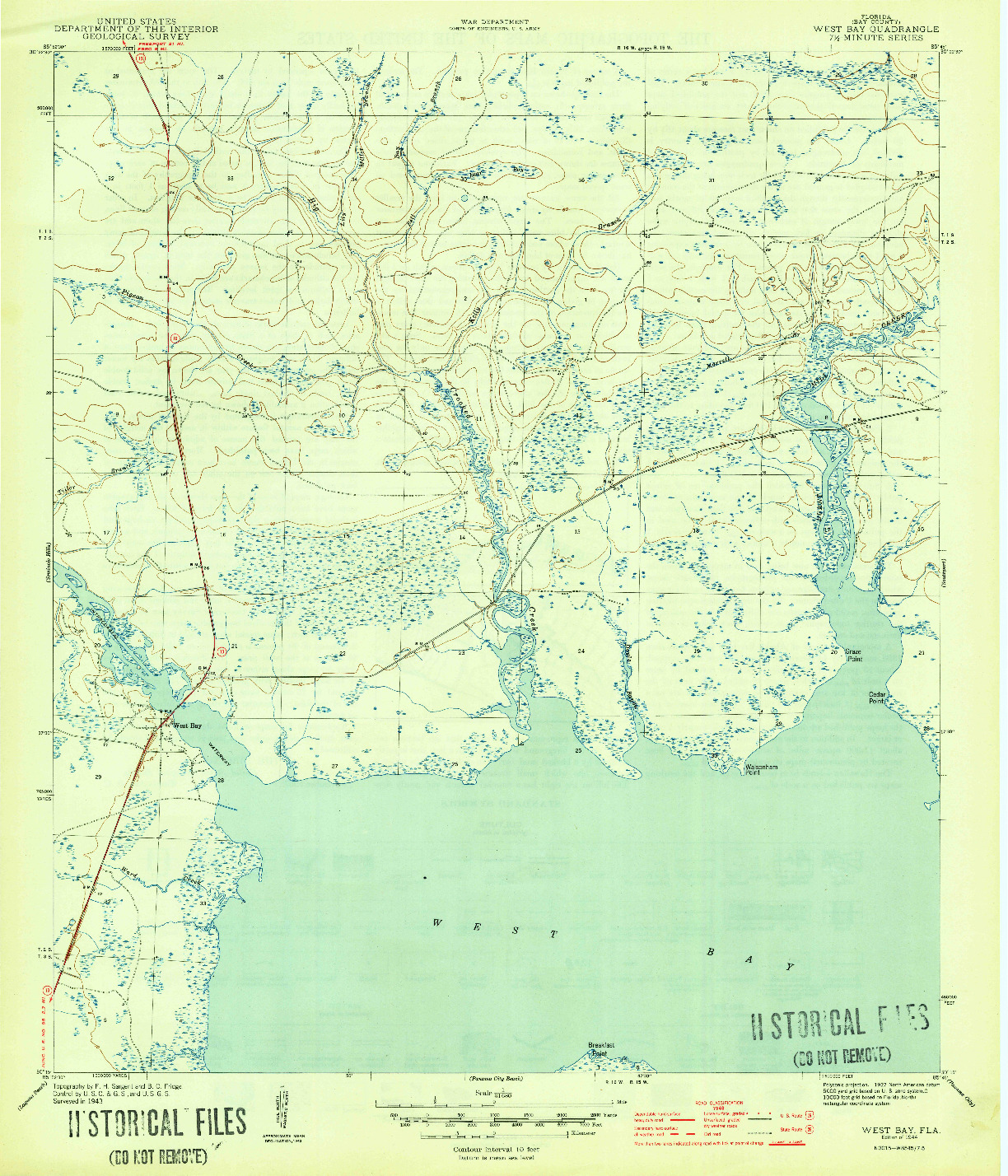 USGS 1:31680-SCALE QUADRANGLE FOR WEST BAY, FL 1944