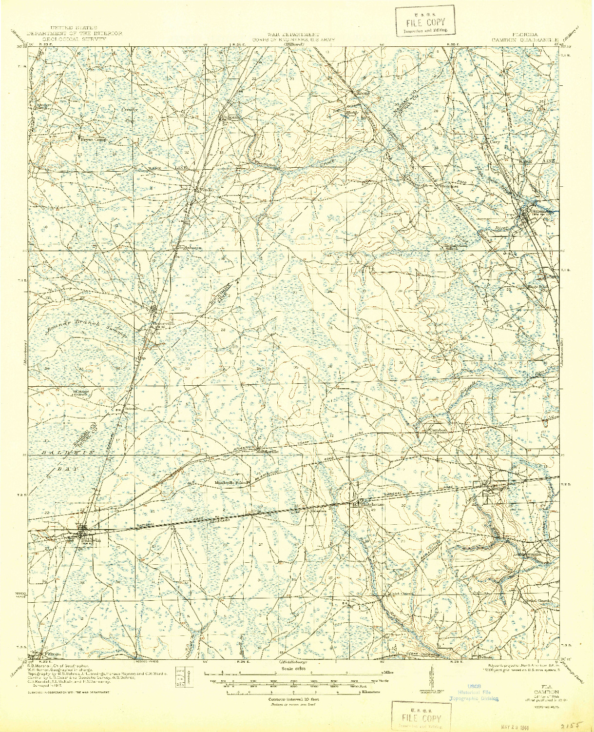 USGS 1:62500-SCALE QUADRANGLE FOR CAMBON, FL 1918