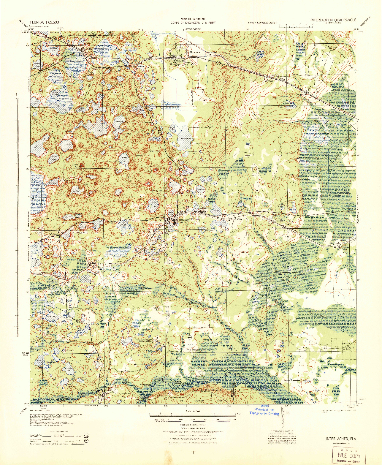 USGS 1:62500-SCALE QUADRANGLE FOR INTERLACHEN, FL 1944