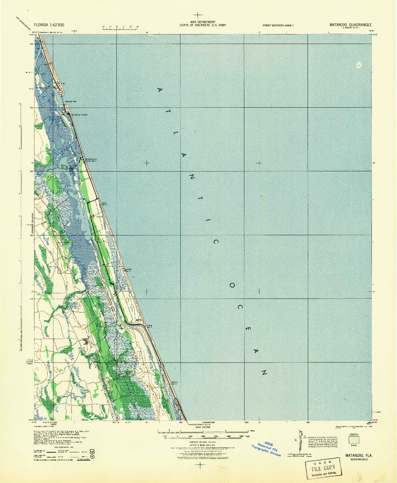 USGS 1:62500-SCALE QUADRANGLE FOR MATANZAS, FL 1944