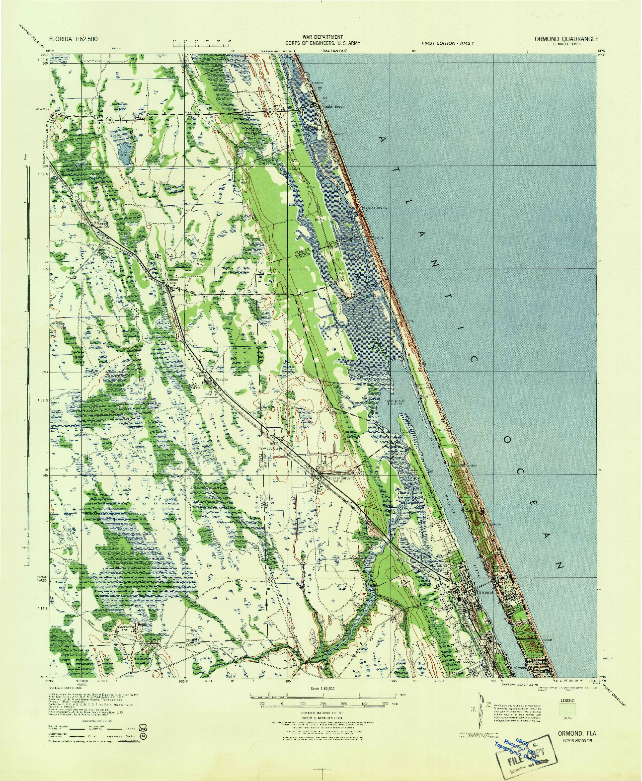 USGS 1:62500-SCALE QUADRANGLE FOR ORMOND, FL 1944