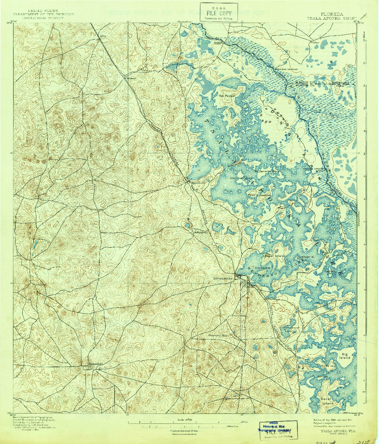 USGS 1:62500-SCALE QUADRANGLE FOR TSALA APOPKA, FL 1895