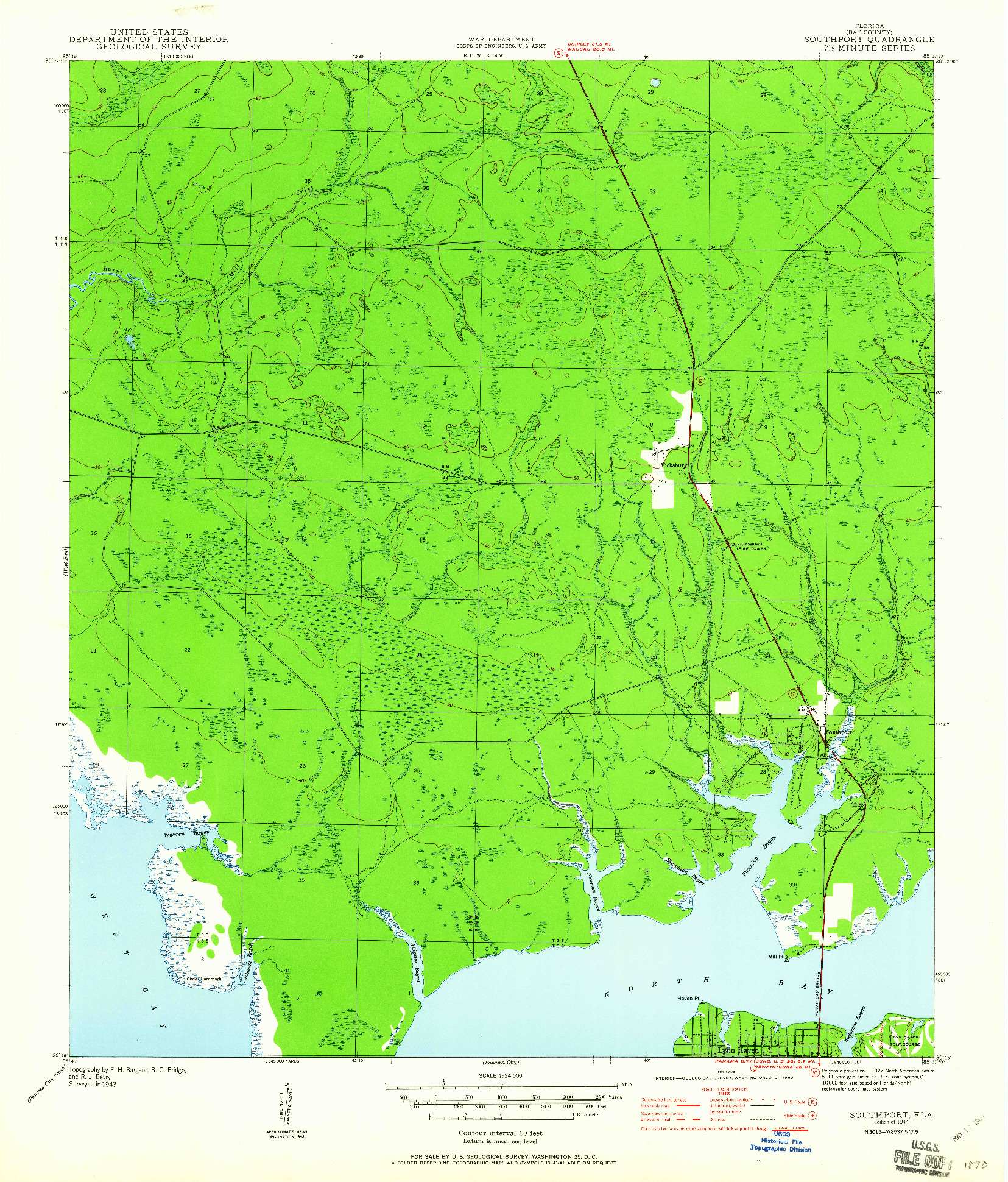 USGS 1:24000-SCALE QUADRANGLE FOR SOUTHPORT, FL 1944