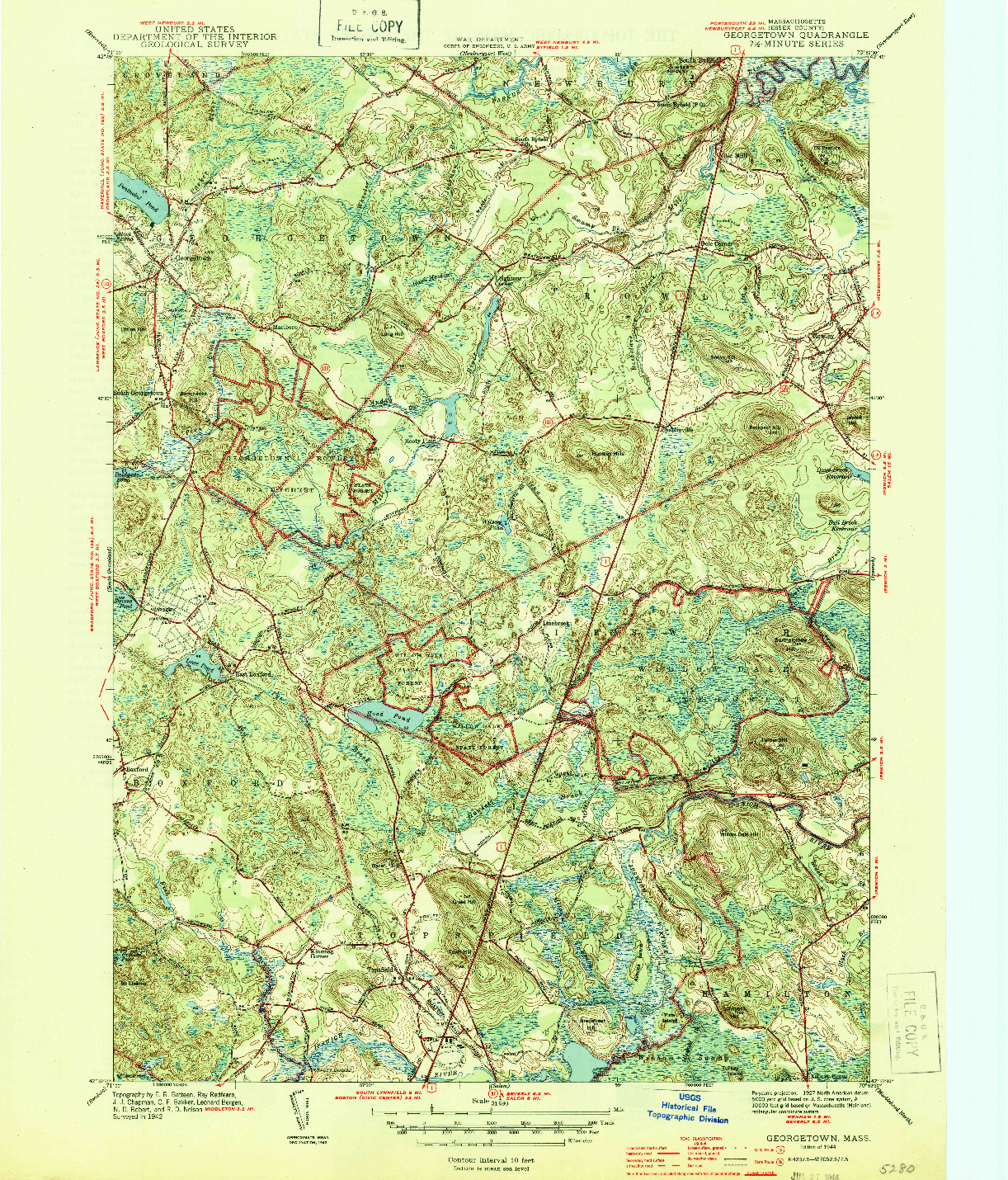 USGS 1:31680-SCALE QUADRANGLE FOR GEORGETOWN, MA 1944