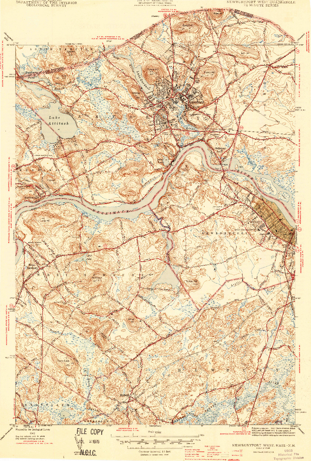 USGS 1:31680-SCALE QUADRANGLE FOR NEWBURYPORT WEST, MA 1944